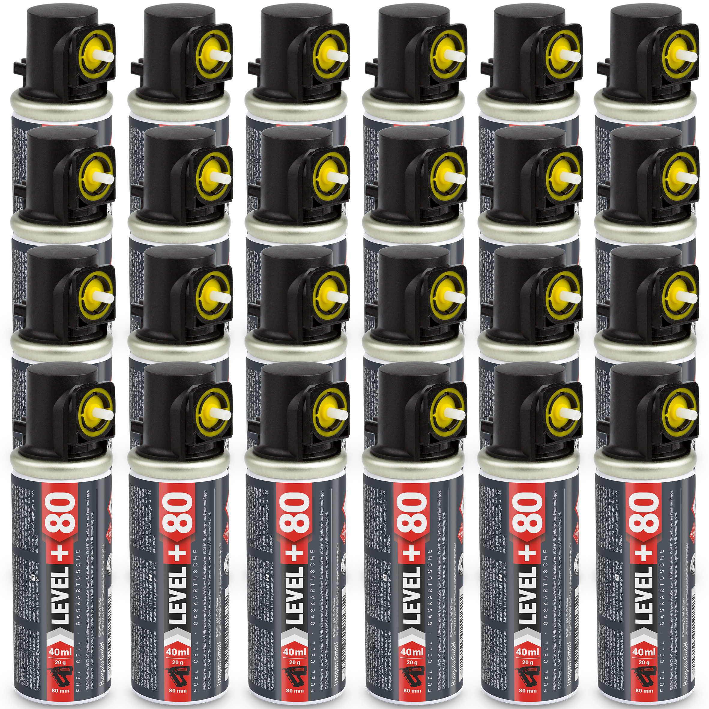 Gaz do Sztyfciarek i Gwoździarek Gazowych 78mm 40ml 20g 24 szt. Nabój do Gwożdziarek Nabój Gazowy LEVEL+ L+80