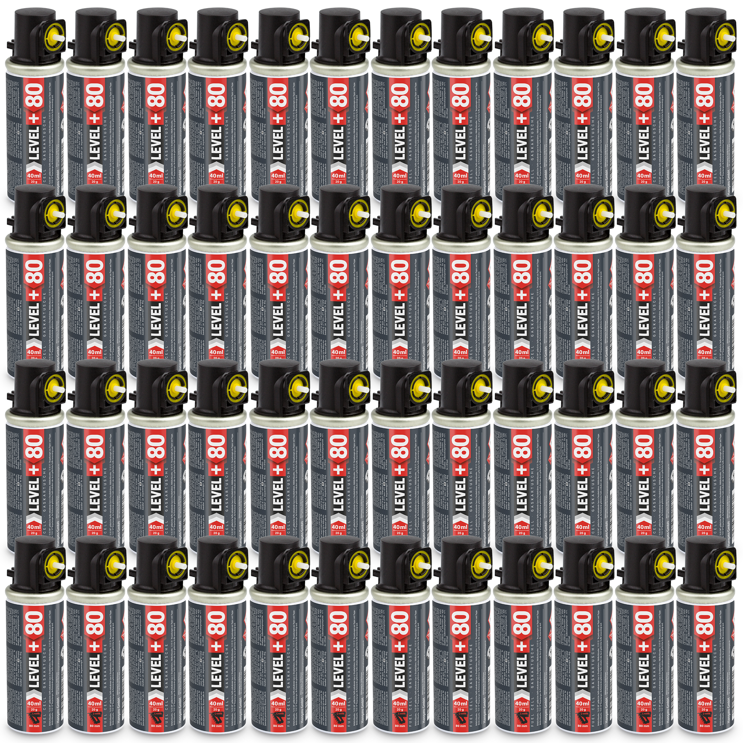 Gaz do Sztyfciarek i Gwoździarek Gazowych 78mm 40ml 20g 48 szt. Nabój do Gwożdziarek Nabój Gazowy LEVEL+ L+80