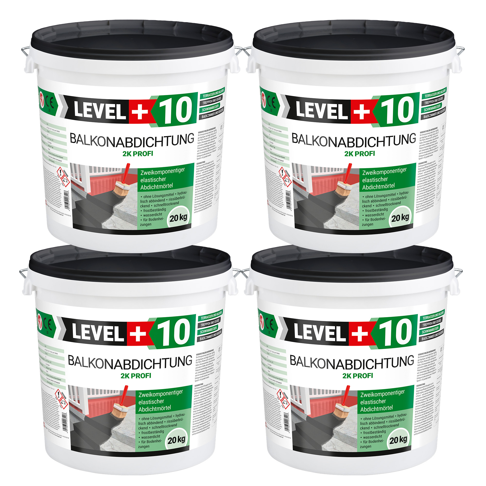 Zaprawa uszczelniająca 2K Hydroizolacja balkon taras 80KG elastyczna izolacja LEVEL+ L+10