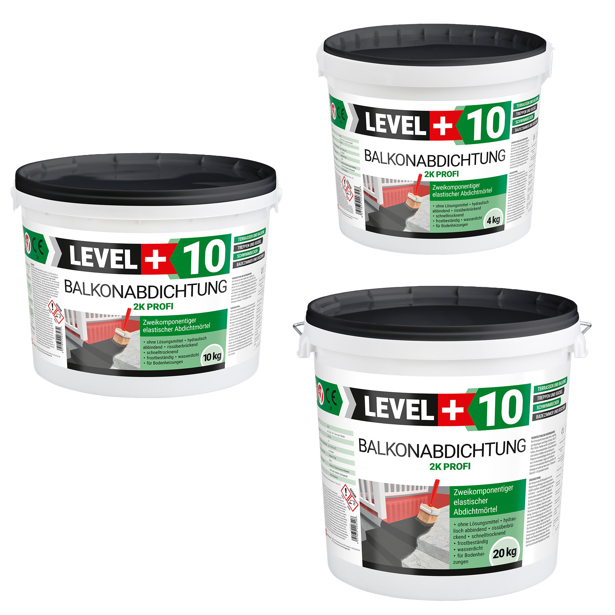 Zaprawa uszczelniająca 2K Hydroizolacja balkon taras 20KG elastyczna izolacja LEVEL+ L+10 - obrazek 3