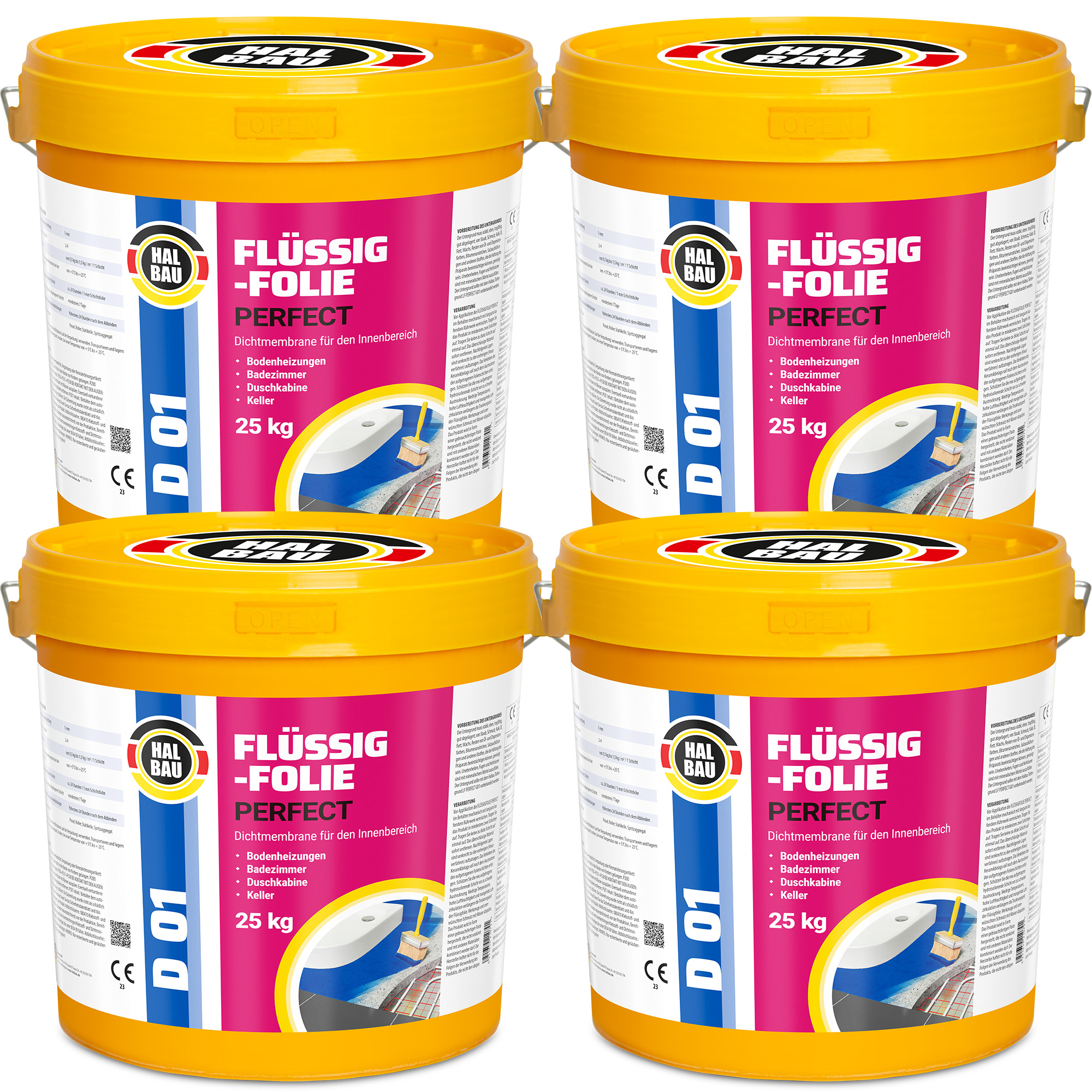 Folia w Płynie do Wewnątrz 100Kg Hydroizolacja Łazienki Elastyczna Izolacja HALBAU D01