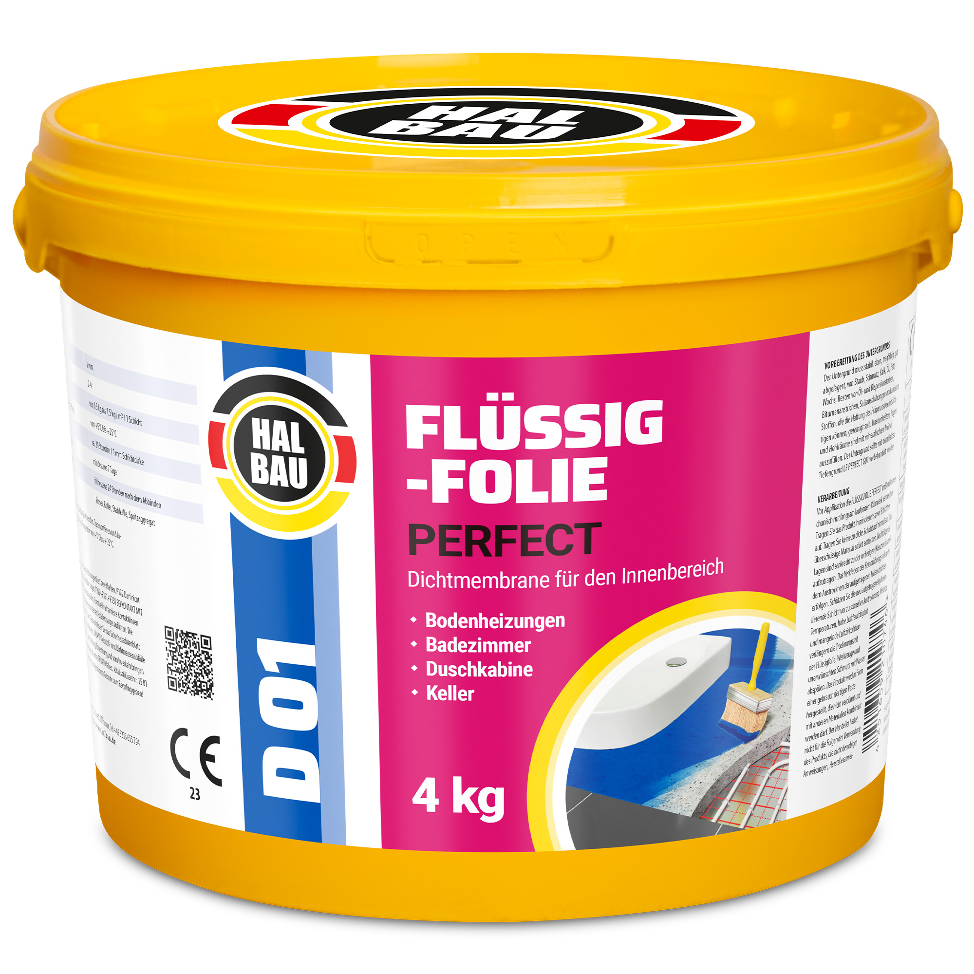 Zestaw do Hydroizolacji Folia w Płynie 4kg Grunt 1L Taśma Uszczelniająca 5mb Grunt Łazienka Prysznic HALBAU SETH03 - obrazek 2