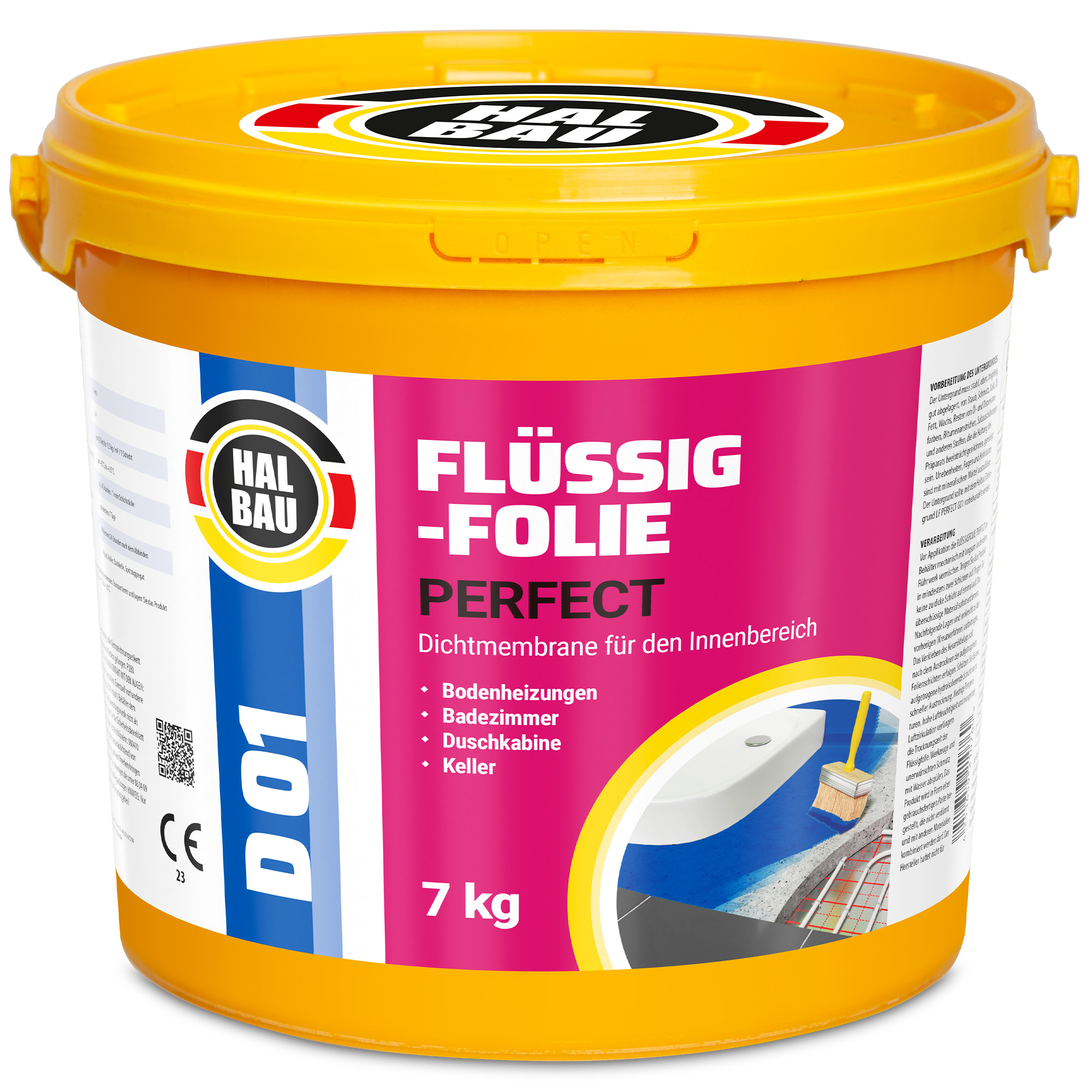 Zestaw do Hydroizolacji Folia w Płynie 7kg Taśma Uszczelniająca 5mb Grunt 1l Łazienka Prysznic HALBAU SETH13 - obrazek 2