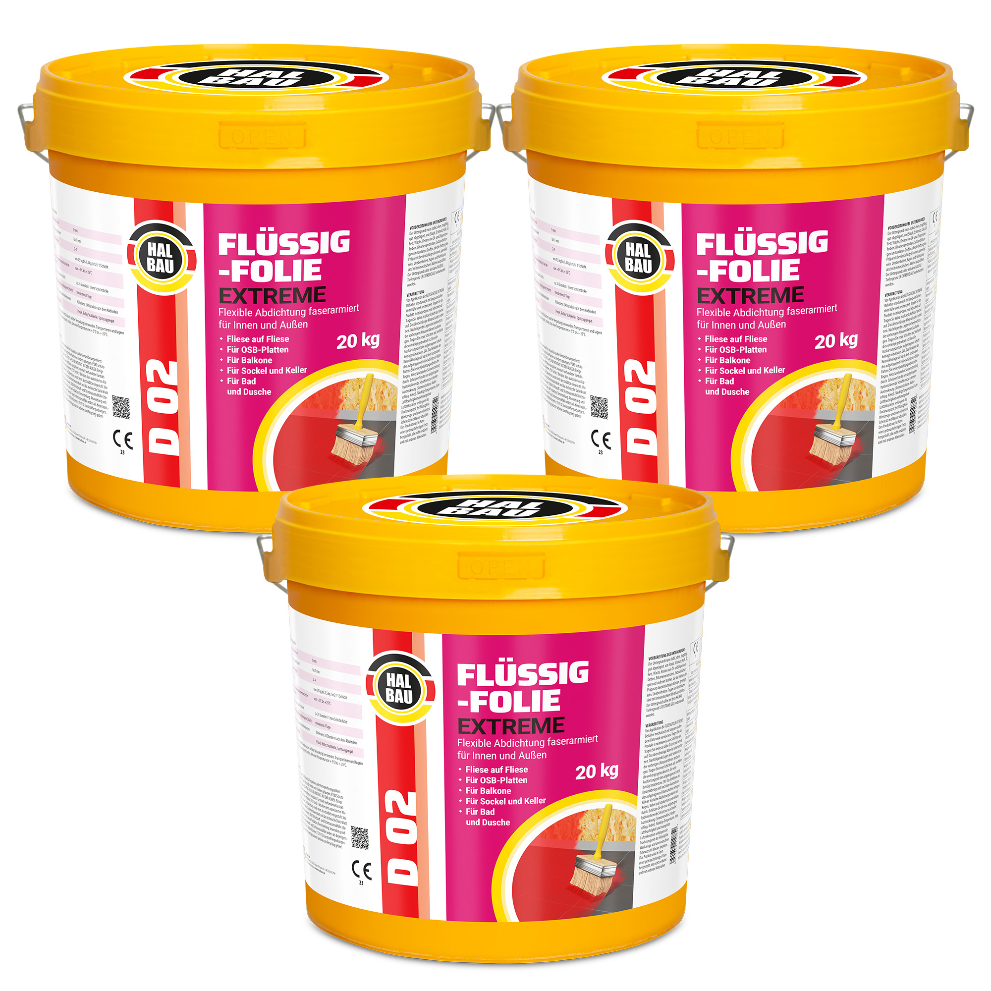 Folia w Płynie do Wewnątrz i na Zewnątrz Elastyczna Izolacja 60Kg Hydroizolacja Łazienki Balkonu HALBAU D02