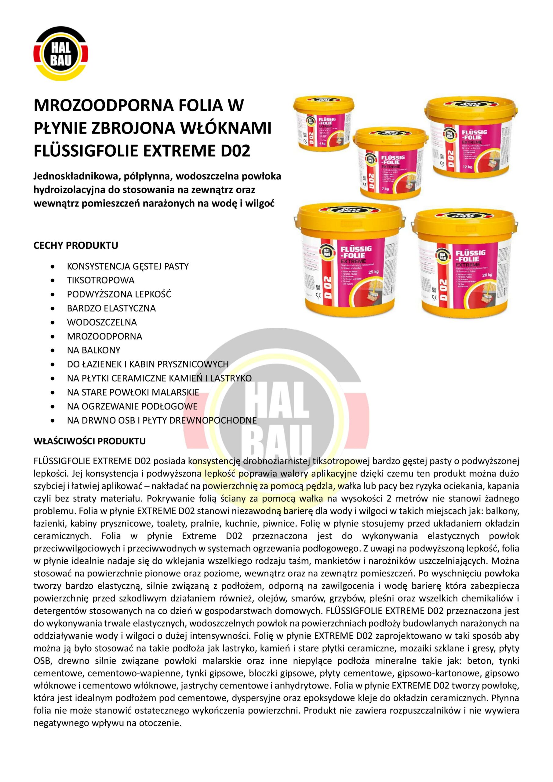 Folia w Płynie do Wewnątrz i na Zewnątrz Elastyczna Izolacja 8Kg Hydroizolacja Łazienki Balkonu HALBAU D02 - obrazek 4