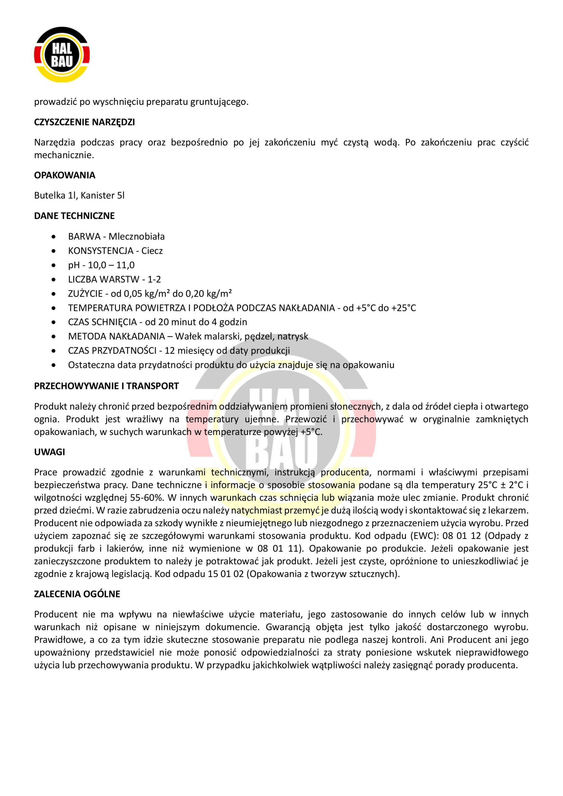 Grunt Głęboko Penetrujący Reaktywny 10L Krzemianujący Szybkoschnący Podkład Środek Gruntujący HALBAU G02 - obrazek 4