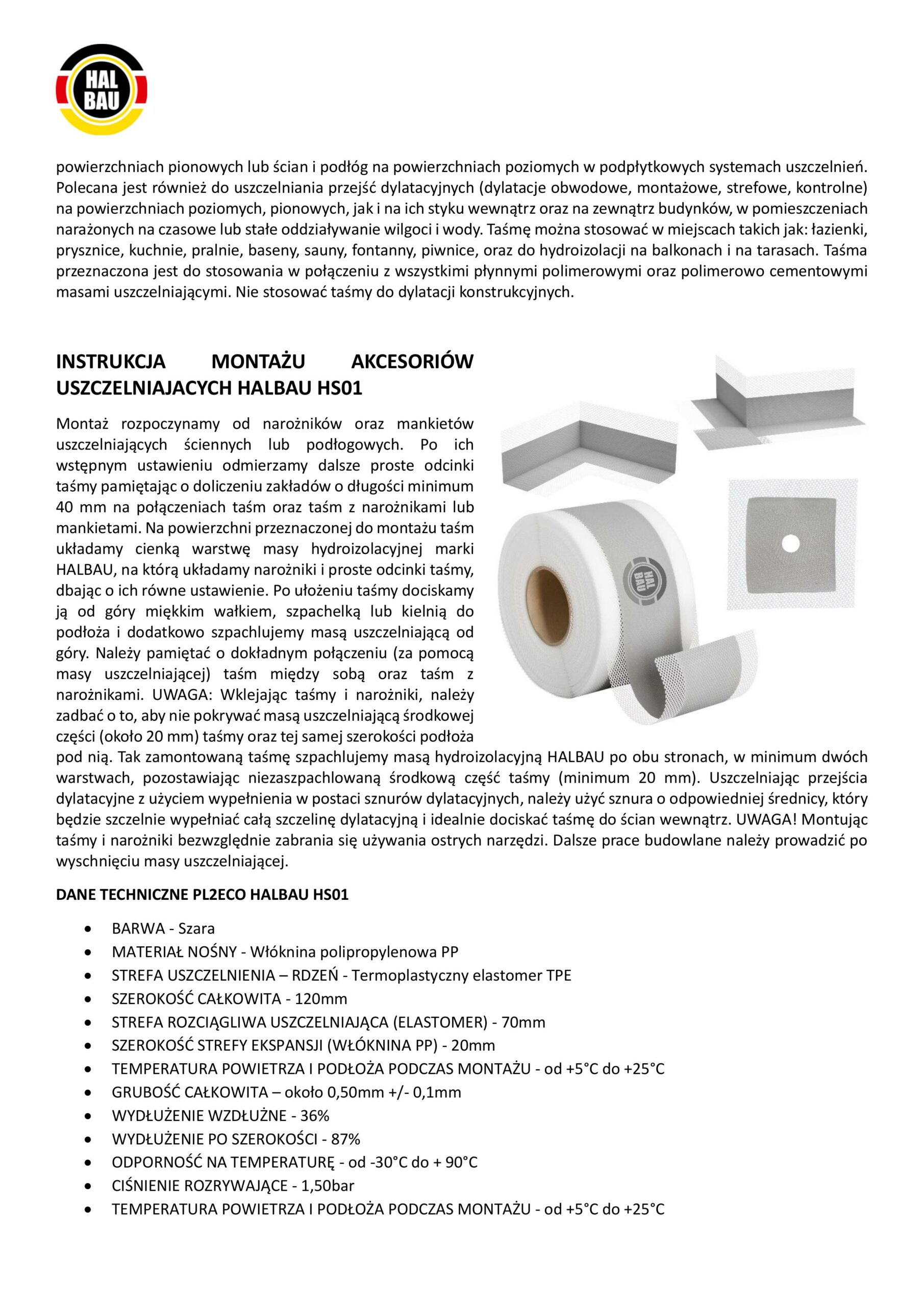 Zestaw do Hydroizolacji Folia w Płynie 4kg Taśma Uszczelniająca 5mb Łazienka Prysznic HALBAU SETH01 - obrazek 10