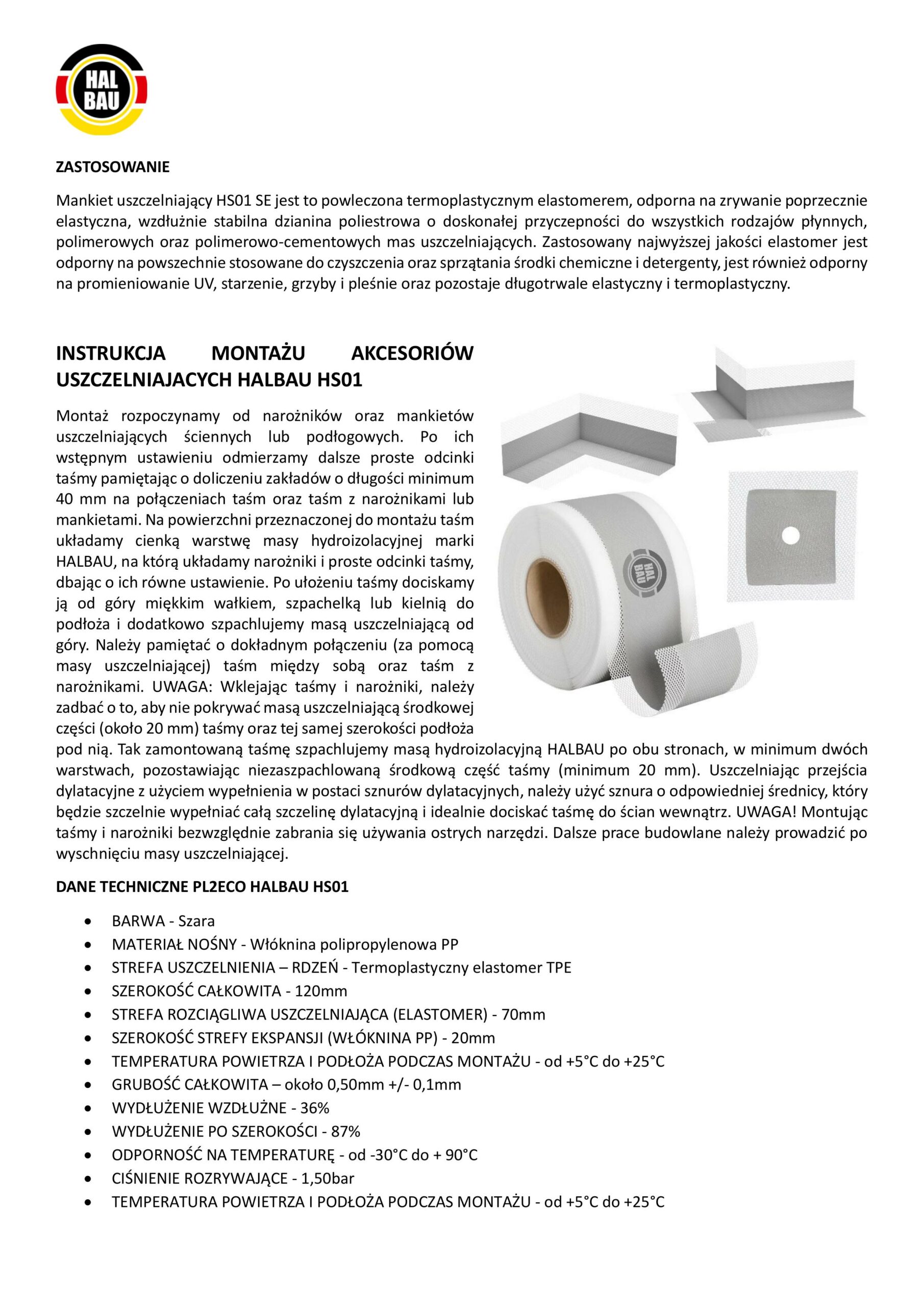 Zestaw do Hydroizolacji Folia w Płynie 4kg Grunt 1L Taśma Uszczelniająca 5mb Grunt Łazienka Prysznic HALBAU SETH03 - obrazek 15