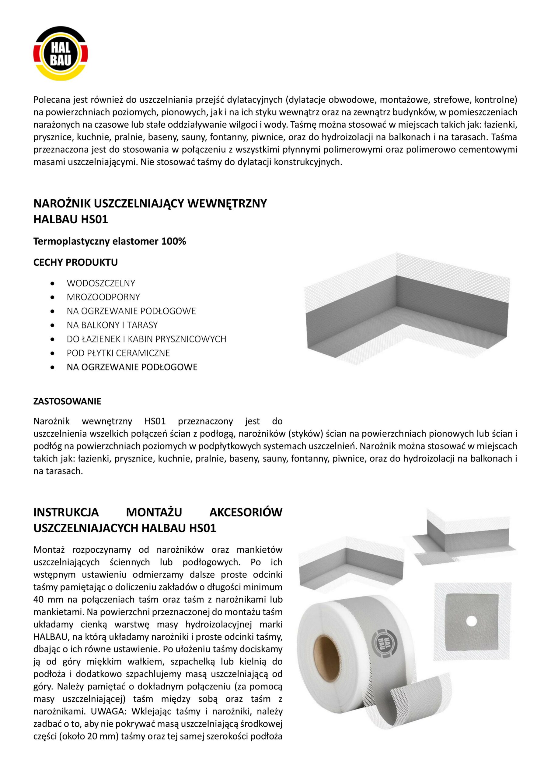 Zestaw do Hydroizolacji Folia w Płynie 4kg Grunt 1L Taśma Uszczelniająca 5mb Grunt Łazienka Prysznic HALBAU SETH05 - obrazek 12