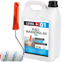 Zestaw Wałek Malarski 10cm + Szkło wodne potasowe LEVEL+ Nierozcieńczone 100% 5L L+01