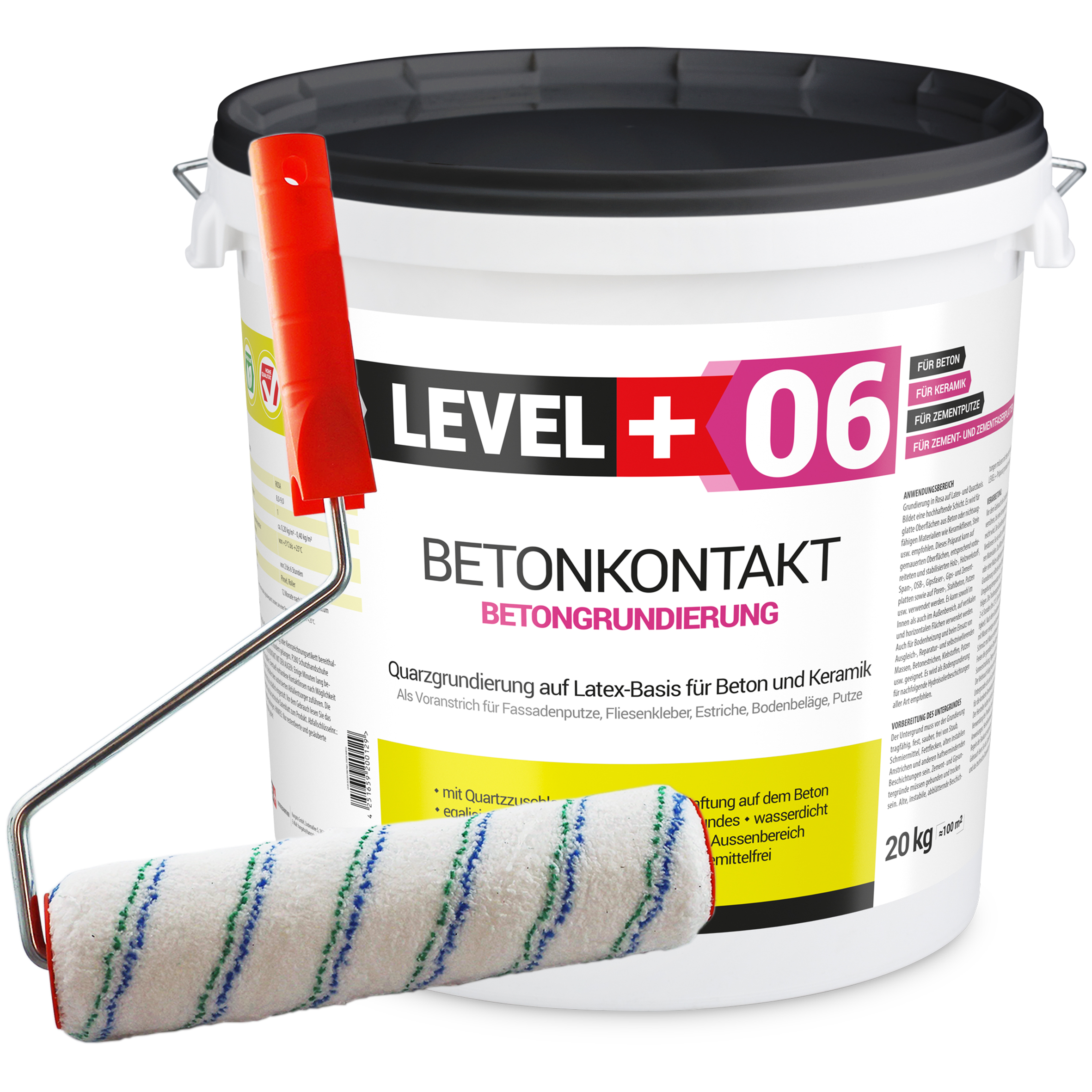 Zestaw Wałek Malarski 25cm + Grunt do betonu Betonkontakt 20kg Grunt pod tynki L+06