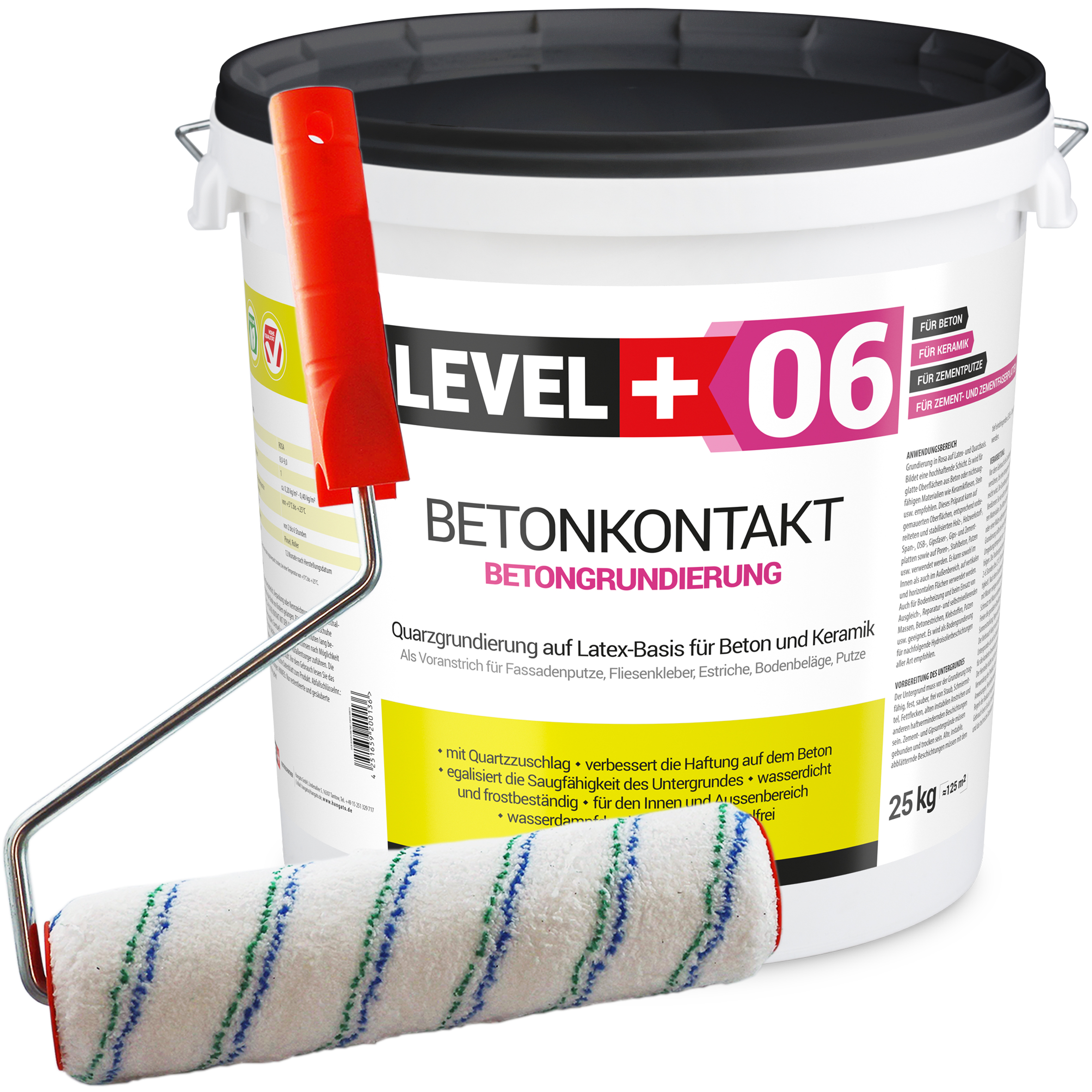 Zestaw Wałek Malarski 25cm + Grunt do betonu Betonkontakt 25kg Grunt pod tynki L+06