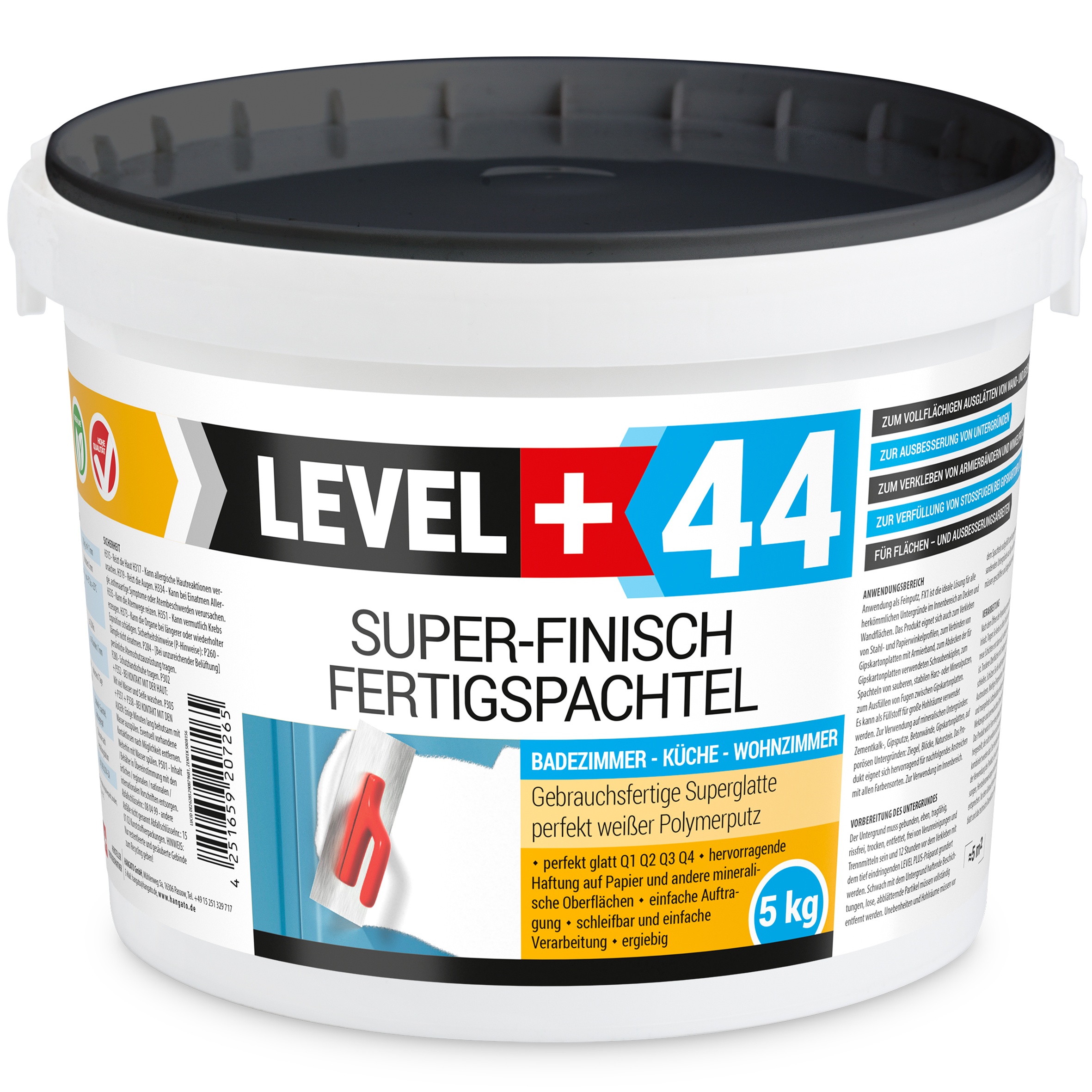 Gładź Polimerowa Śnieżnobiała Gotowa 5KG Łazienka Kuchnia Salon LEVEL+ L+44