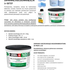 Zestaw do Hydroizolacji Zaprawa Uszczelniająca 2K 10kg Grunt 1L Taśma B04 10m , Narożniki LEVEL+ SET27