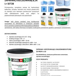 Zestaw do Hydroizolacji Zaprawa Uszczelniająca 2K 20kg Grunt 2L Taśma B04 20m Narożniki, Mankiety LEVEL+ SET28