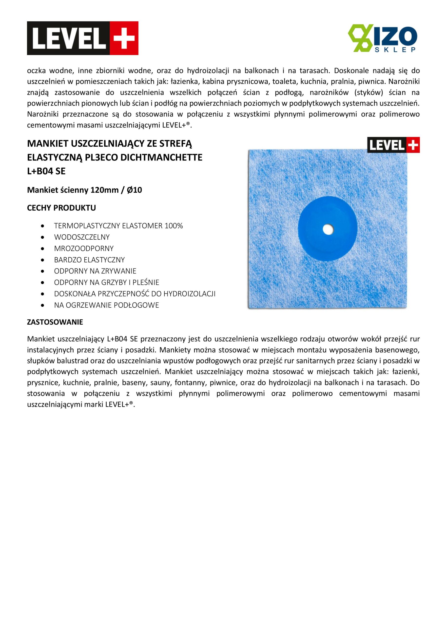 Zestaw do Hydroizolacji Zaprawa Uszczelniająca 2K 20kg Grunt 2L Taśma B04 20m Narożniki, Mankiety LEVEL+ SET28 - obrazek 16