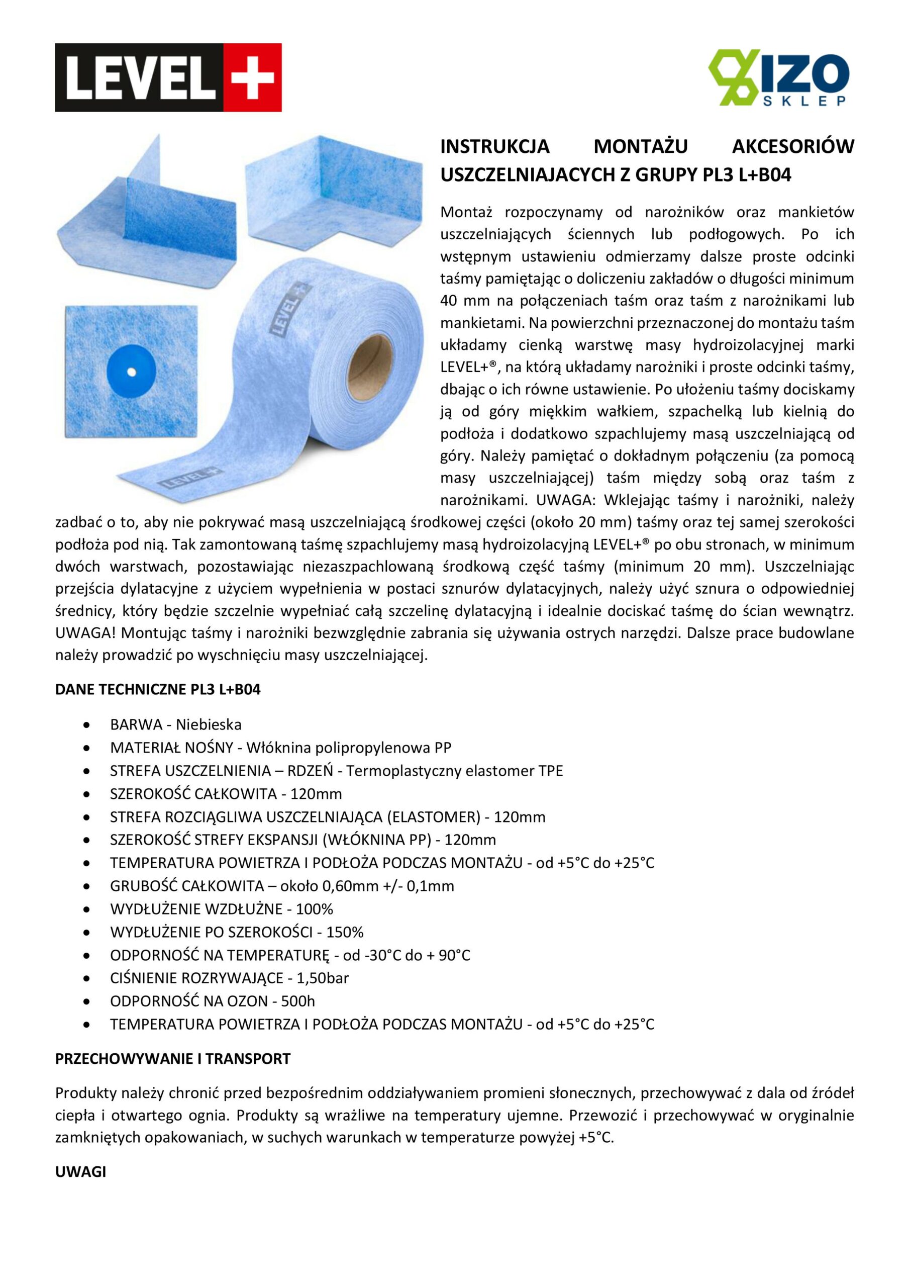 Zestaw do Hydroizolacji Zaprawa Uszczelniająca 2K 20kg Grunt 2L Taśma B04 20m Narożniki, Mankiety LEVEL+ SET28 - obrazek 17