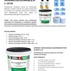 Zestaw do Hydroizolacji Zaprawa Uszczelniająca 2K 20kg Grunt 1L Taśma B04 25m Narożniki, Mankiety LEVEL+ SET29