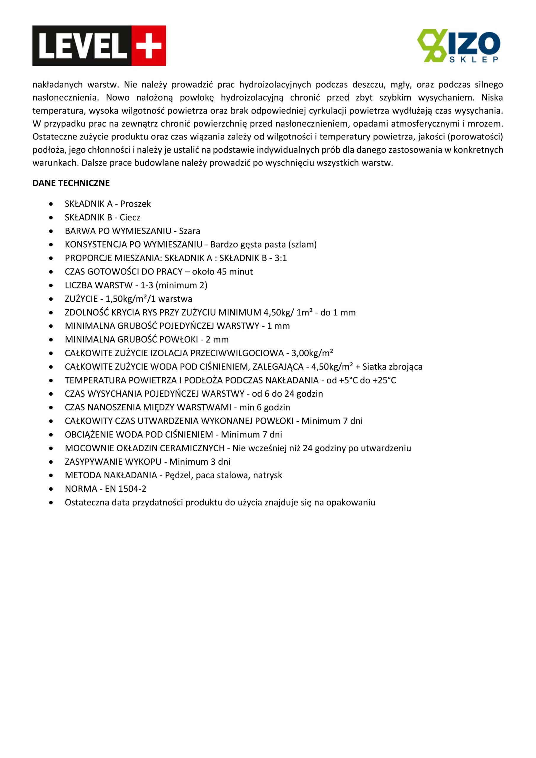 Zestaw do Hydroizolacji Zaprawa Uszczelniająca 2K 20kg Grunt 1L Taśma B04 25m Narożniki, Mankiety LEVEL+ SET29 - obrazek 14