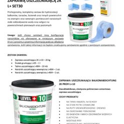 Zestaw do Hydroizolacji Zaprawa Uszczelniająca 2K 20kg Grunt 1L Taśma B04 10m Narożniki LEVEL+ SET30