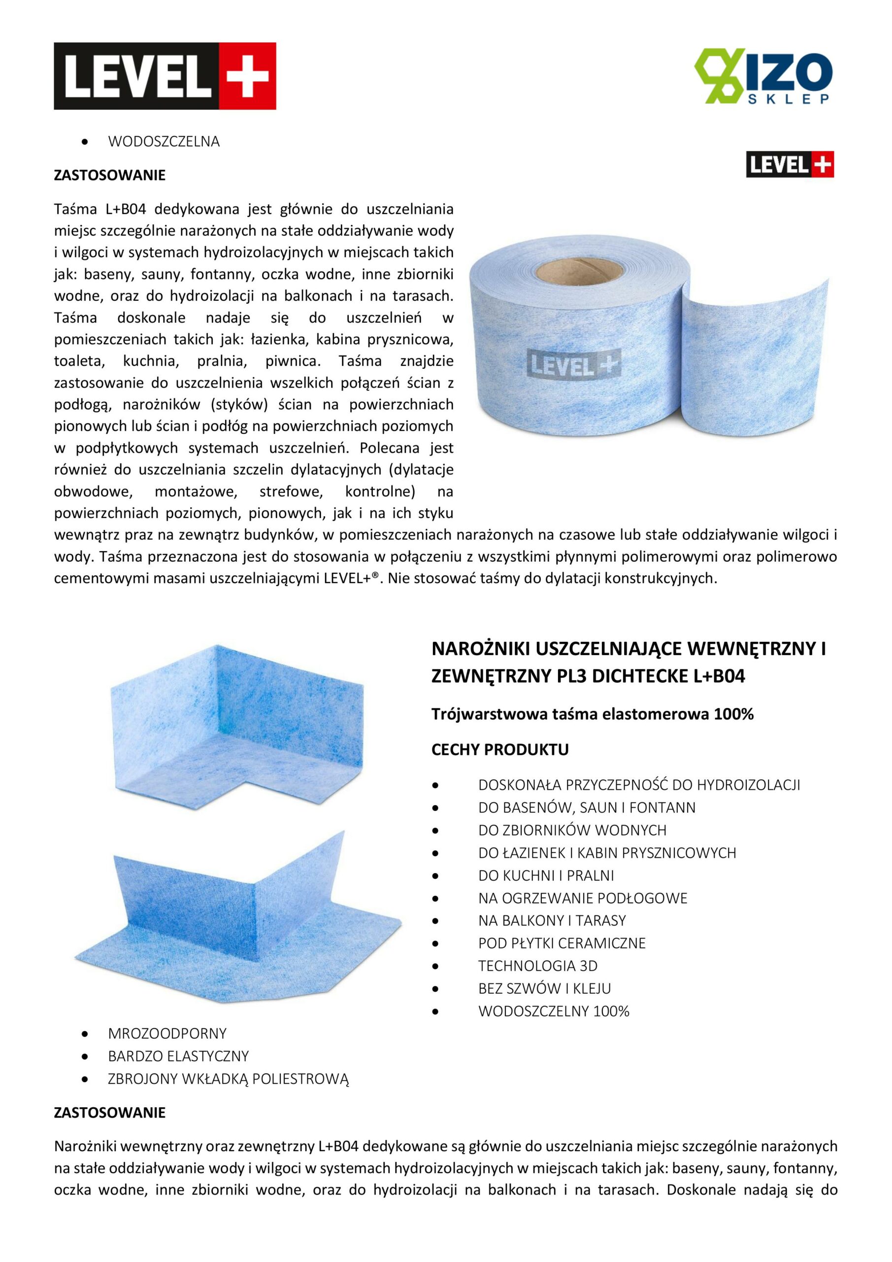Zestaw do Hydroizolacji Zaprawa Uszczelniająca 2K 20kg Grunt 1L Taśma B04 10m Narożniki LEVEL+ SET30 - obrazek 15