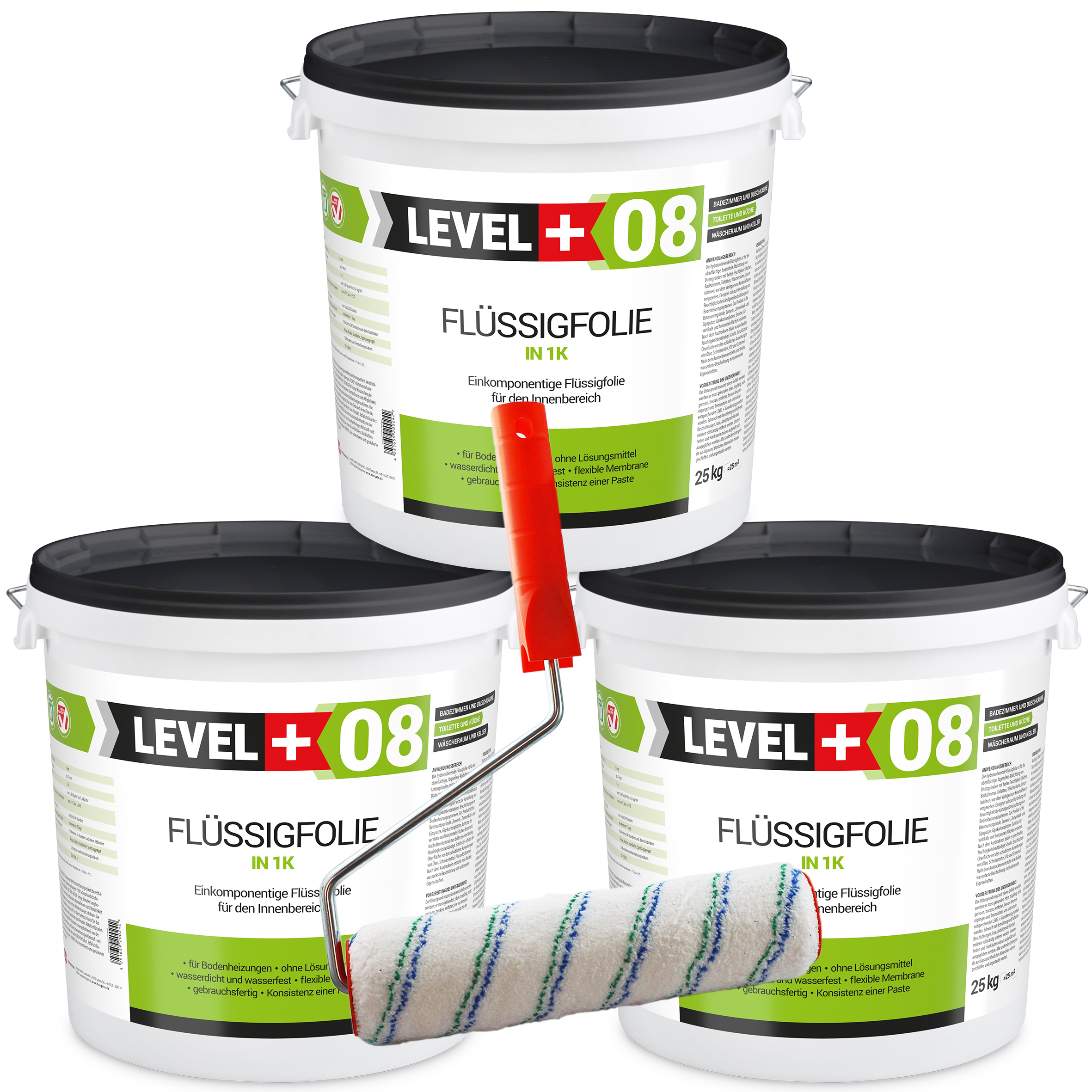 Zestaw Wałek Malarski 25cm + Folia w płynie elastyczna do wewnątrz Hydroizolacja 75Kg L+08