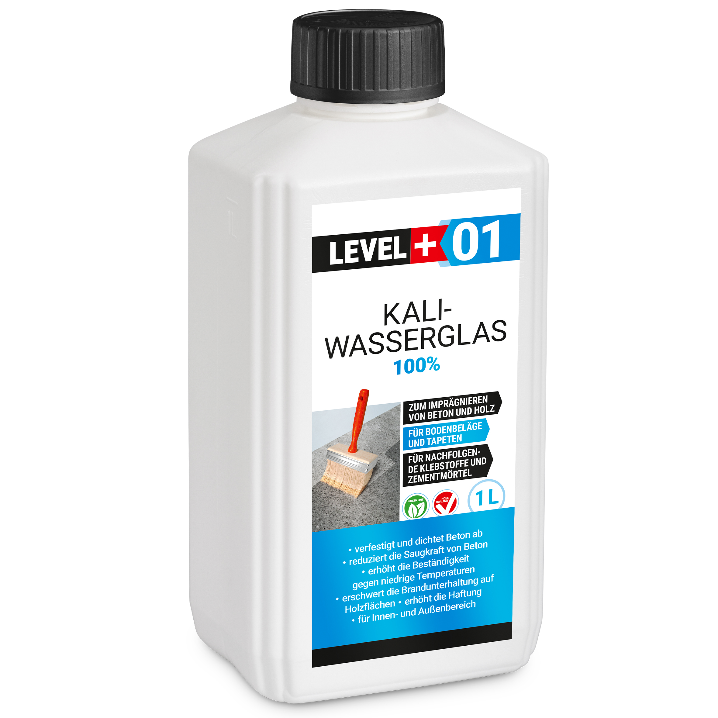 Szkło wodne potasowe LEVEL+ Nierozcieńczone 100% 1L Impregnacja Uszczelnienie Ochrona drewna L+01