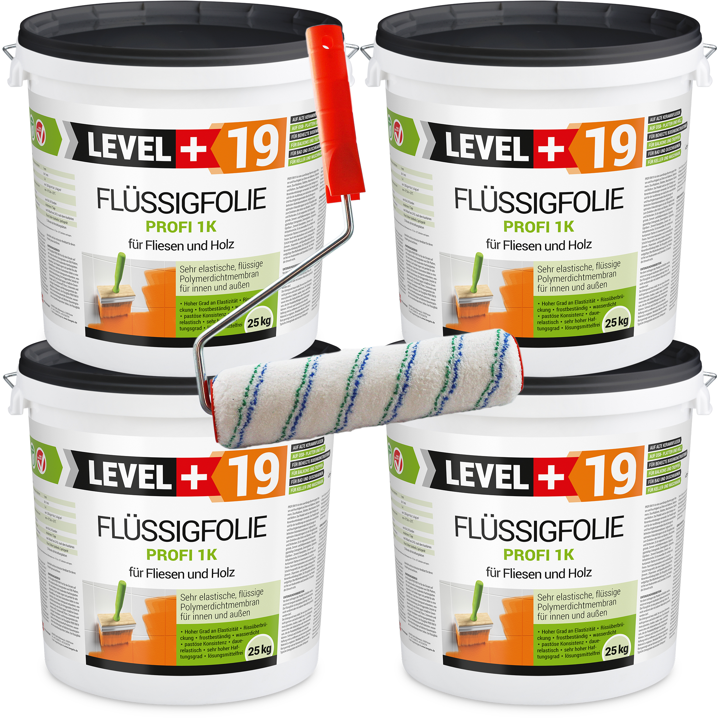 Zestaw Wałek Malarski 25cm + Folia w płynie 100kg Hydroizolacja Balkonu na drewno płytki L+19