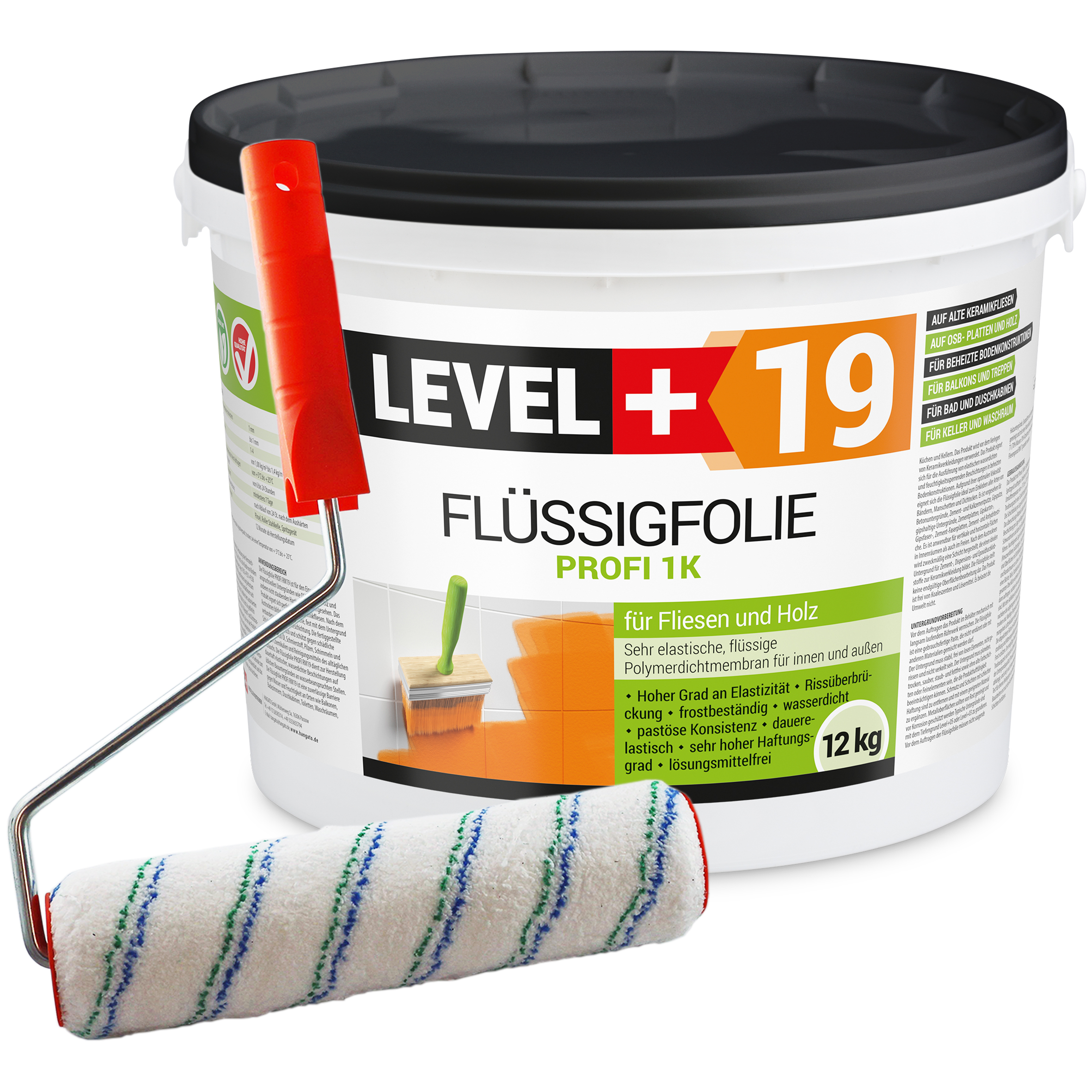 Zestaw Wałek Malarski 25cm + Folia w płynie 12kg Hydroizolacja Balkonu na drewno płytki L+19