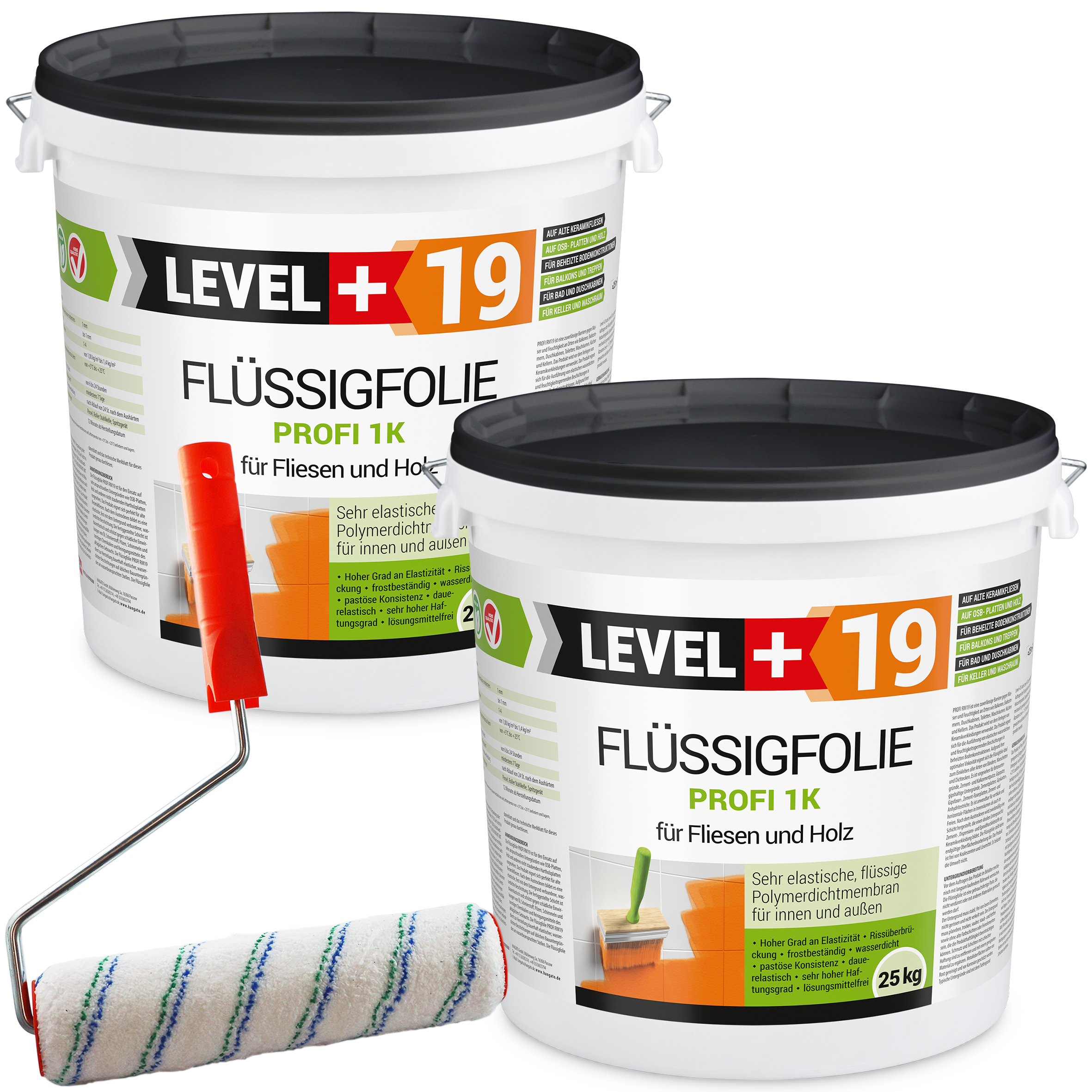 Zestaw Wałek Malarski 25cm + Folia w płynie 50kg Hydroizolacja Balkonu na drewno płytki L+19