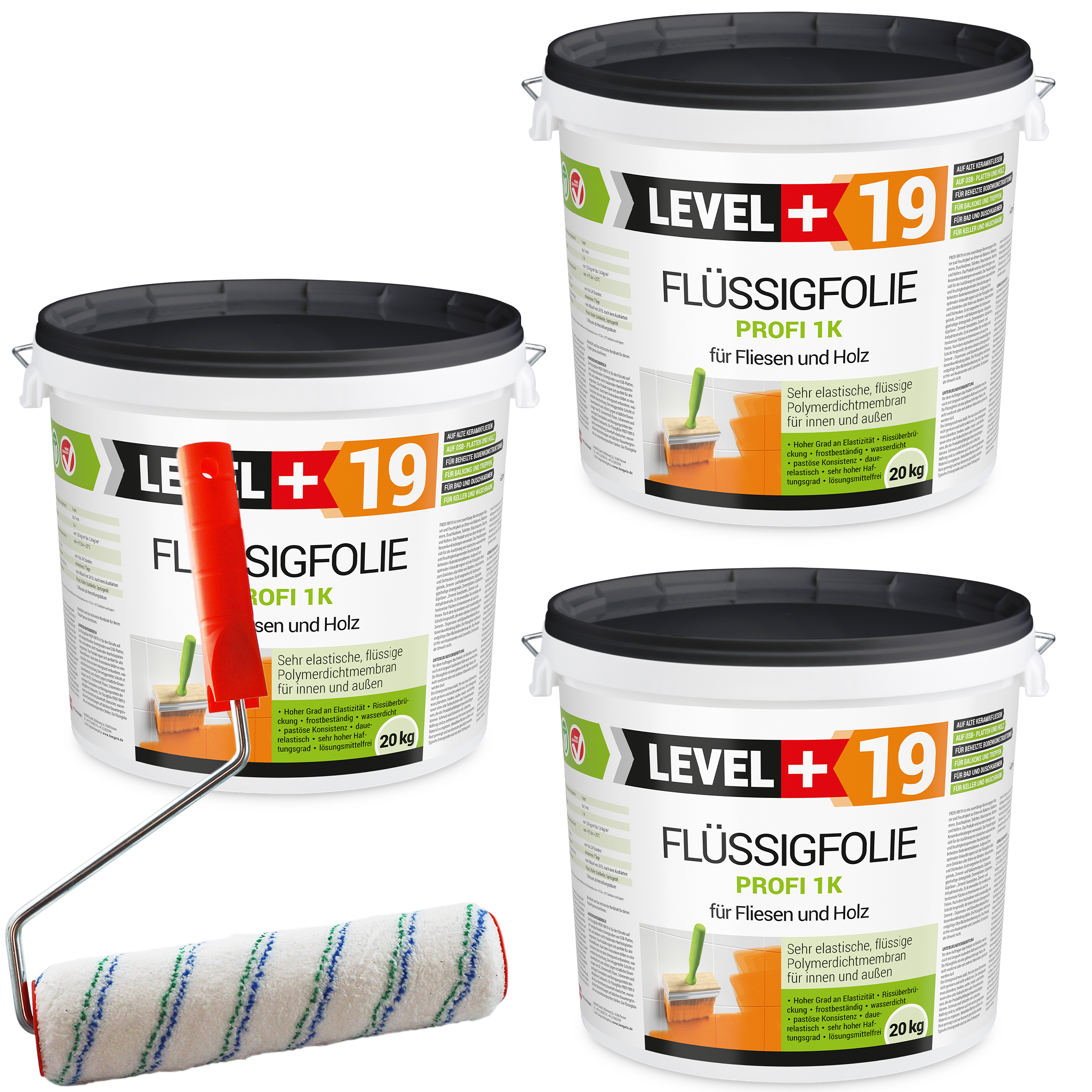 Zestaw Wałek Malarski 25cm + Folia w płynie 60kg Hydroizolacja Balkonu na drewno płytki L+19