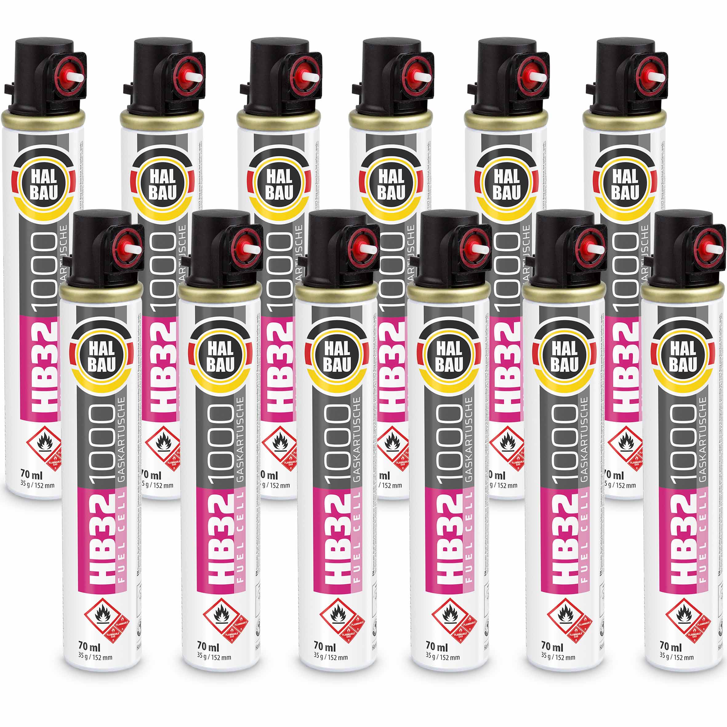 Gaz do Gwoździarek i Osadzaków Gazowych 152mm 74ml 37g 12 szt. Nabój do Gwożdziarek Nabój Gazowy HALBAU HB32