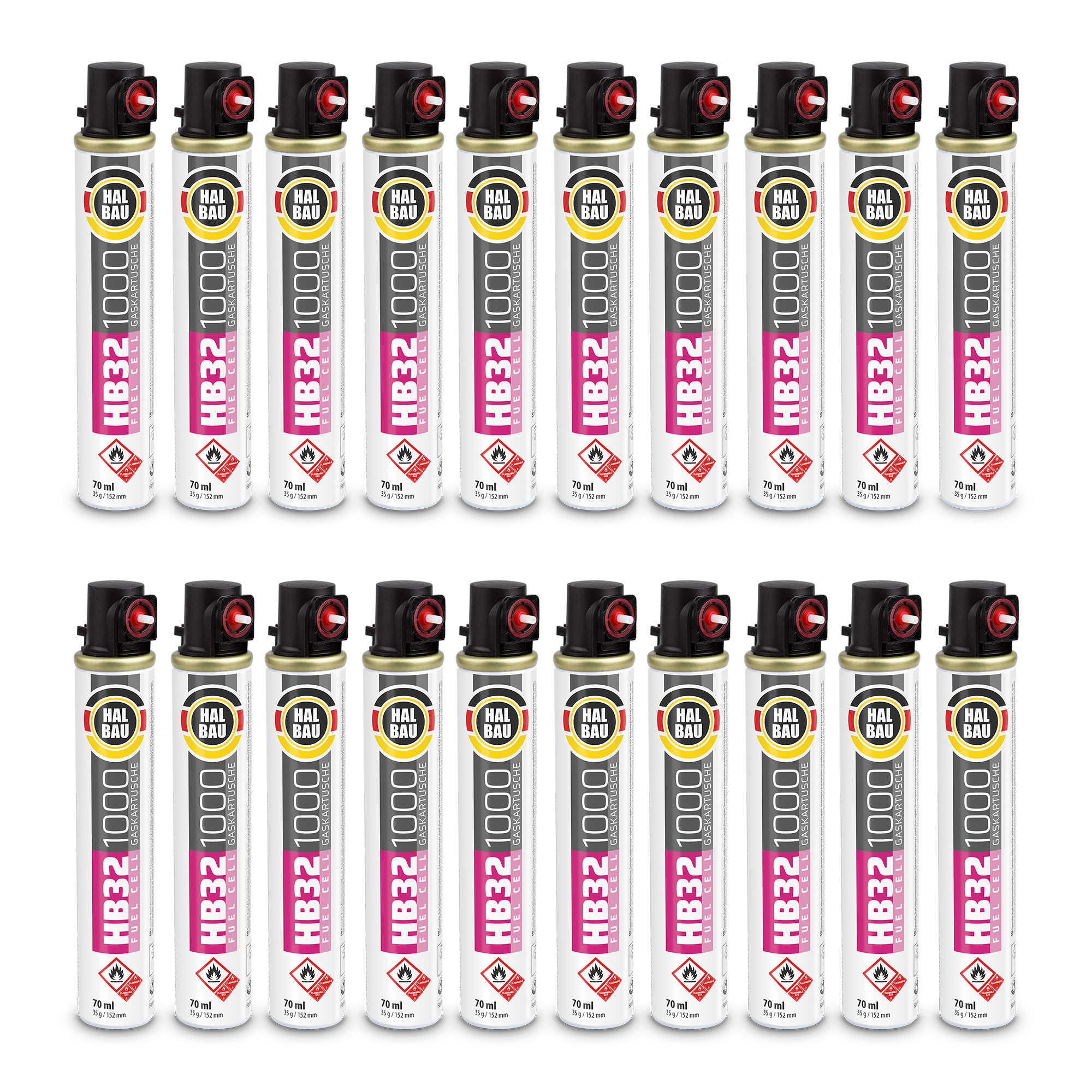 Gaz do Gwoździarek i Osadzaków Gazowych 152mm 74ml 37g 20 szt. Nabój do Gwożdziarek Nabój Gazowy HALBAU HB32