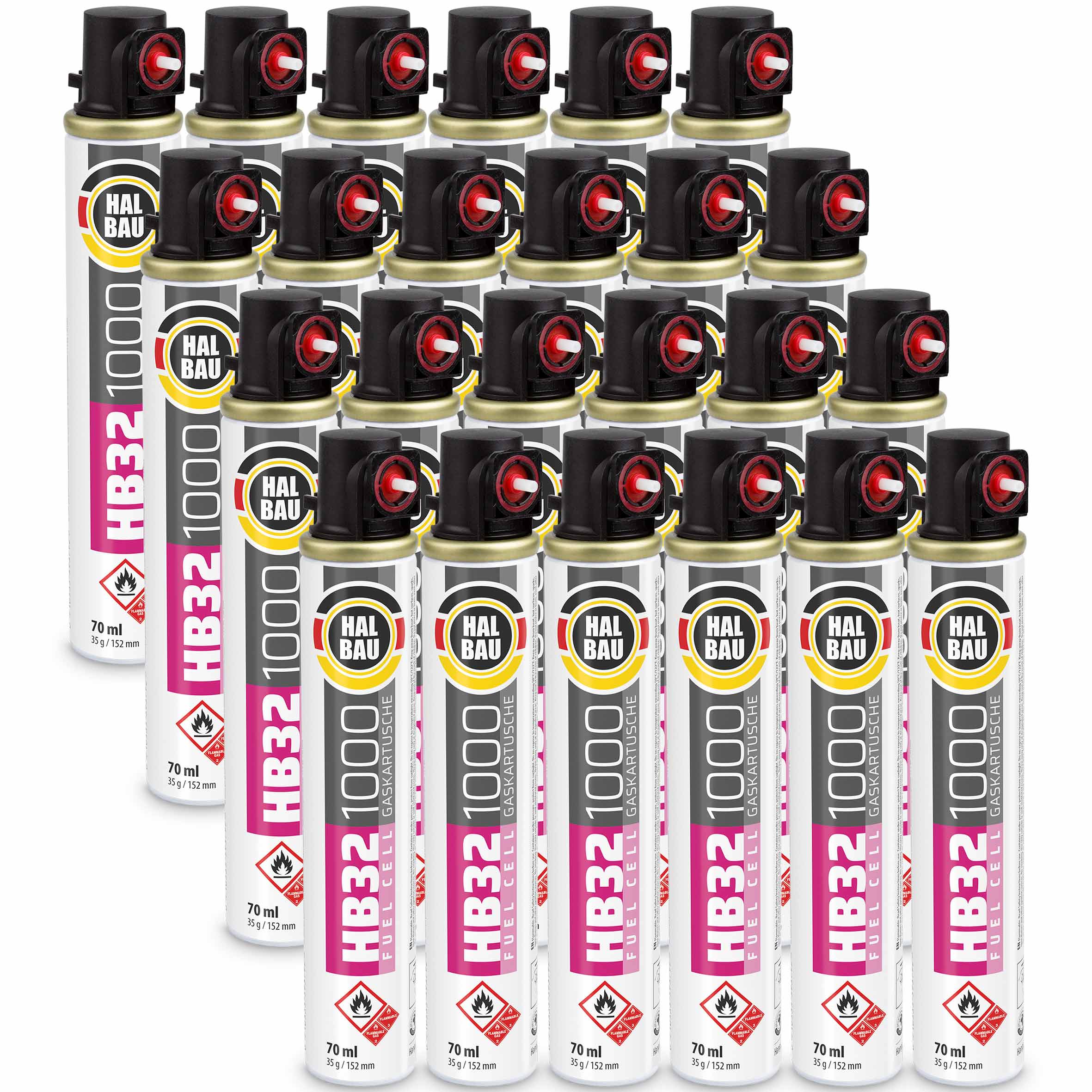 Gaz do Gwoździarek i Osadzaków Gazowych 152mm 74ml 37g 24 szt. Nabój do Gwożdziarek Nabój Gazowy HALBAU HB32