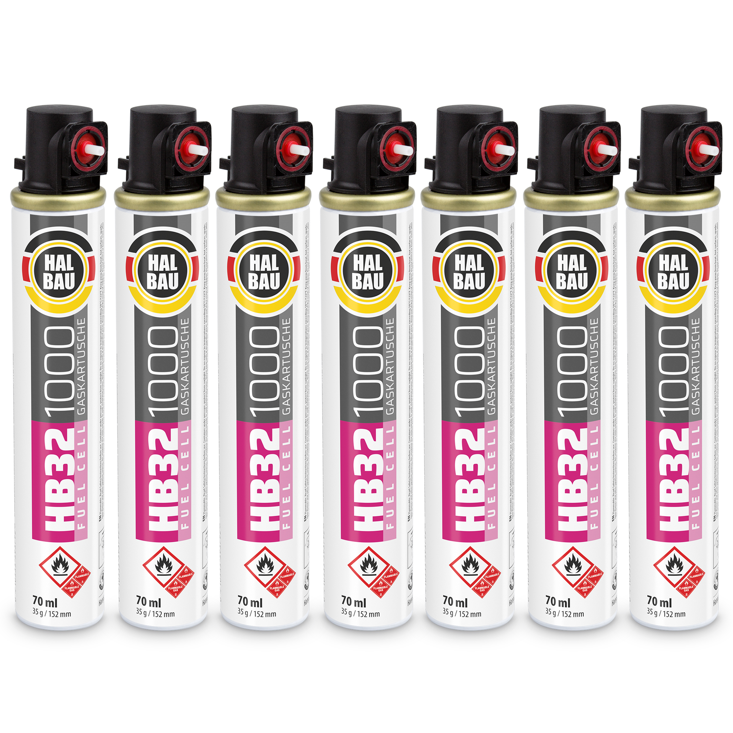 Gaz do Gwoździarek i Osadzaków Gazowych 152mm 74ml 37g 8 szt. Nabój do Gwożdziarek Nabój Gazowy HALBAU HB32