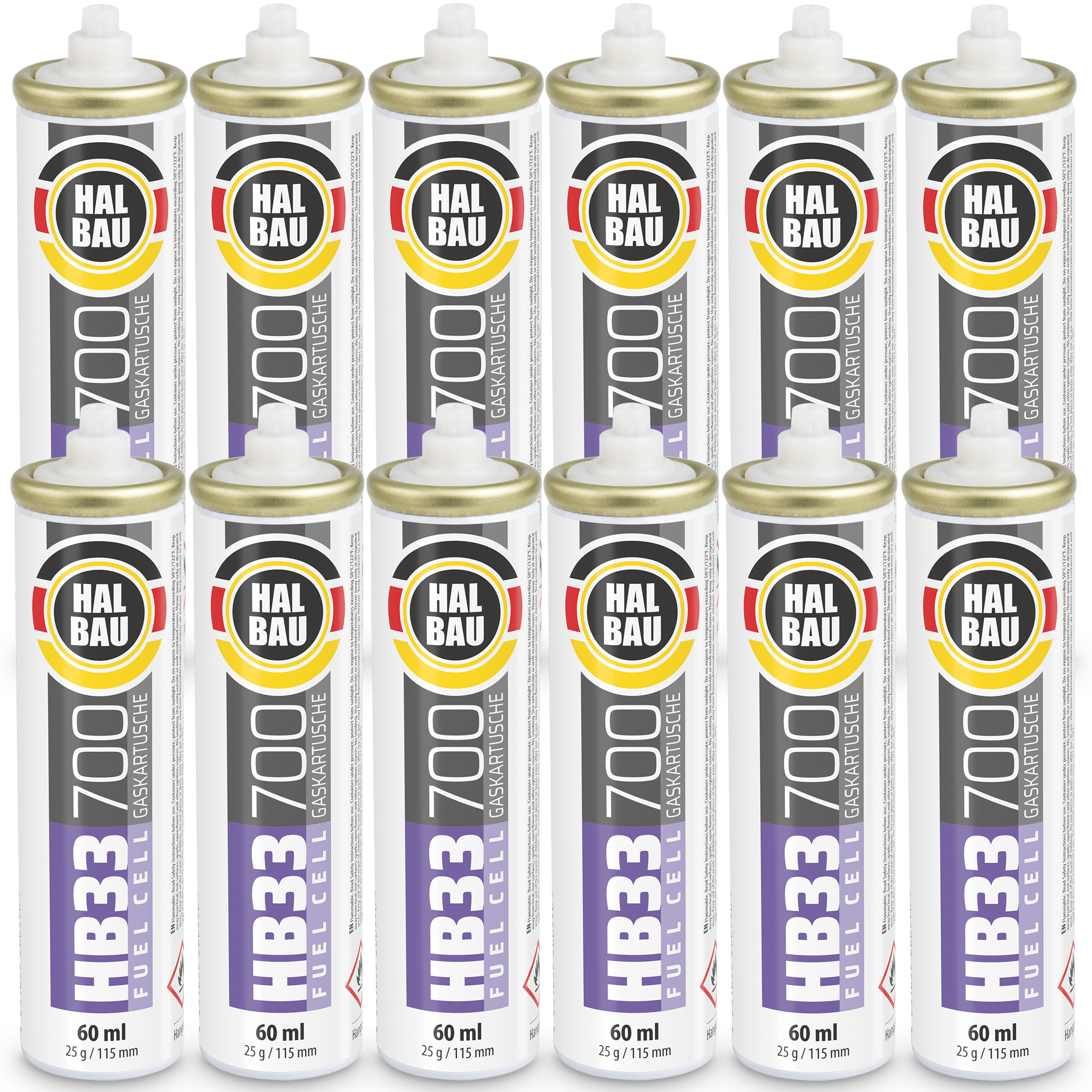 Gaz do Osadzaków i Gwoździarek Gazowych 115mm 56ml 28g 12 szt. Nabój do Gwożdziarek Nabój Gazowy HALBAU HB33