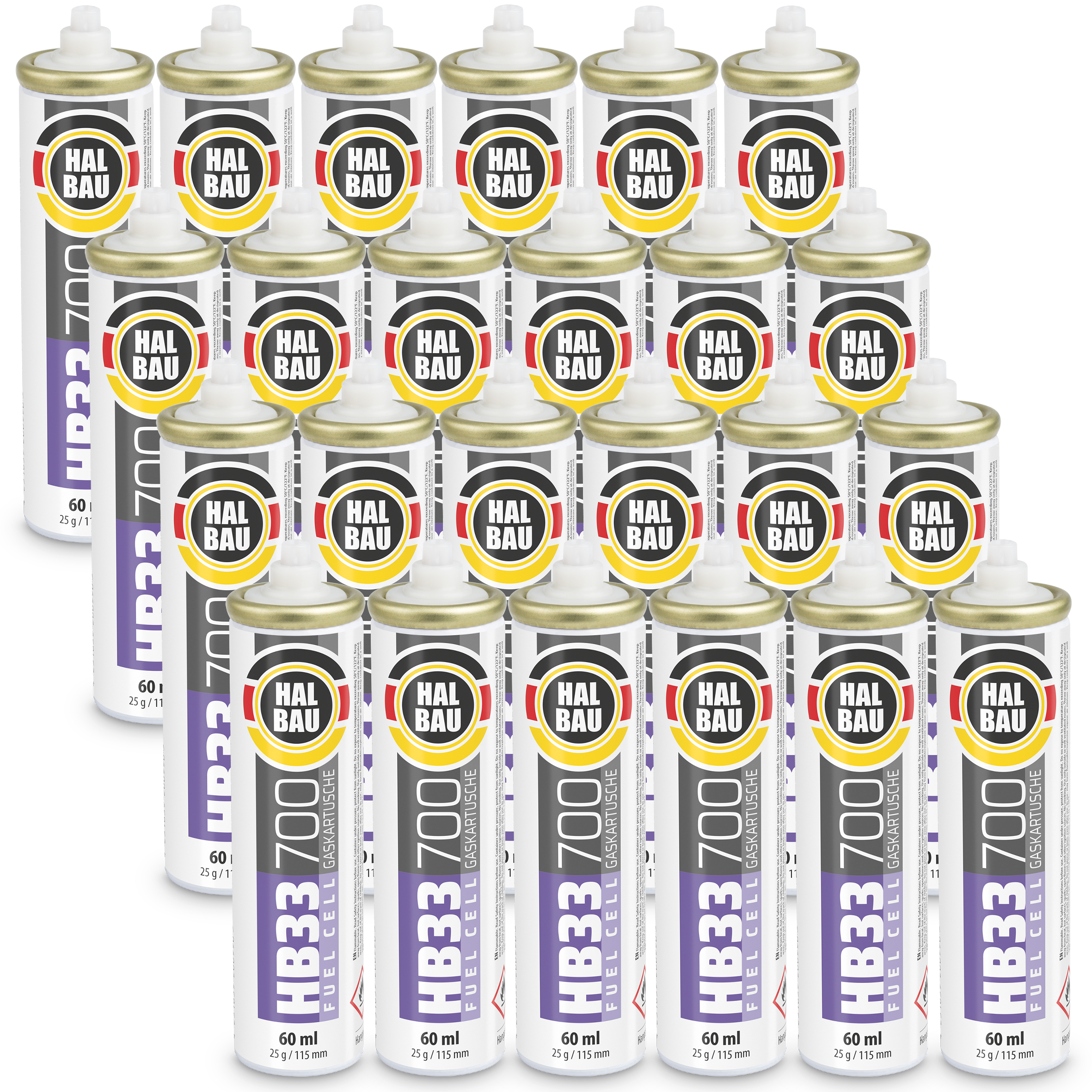 Gaz do Osadzaków i Gwoździarek Gazowych 115mm 56ml 28g 24 szt. Nabój do Gwożdziarek Nabój Gazowy HALBAU HB33