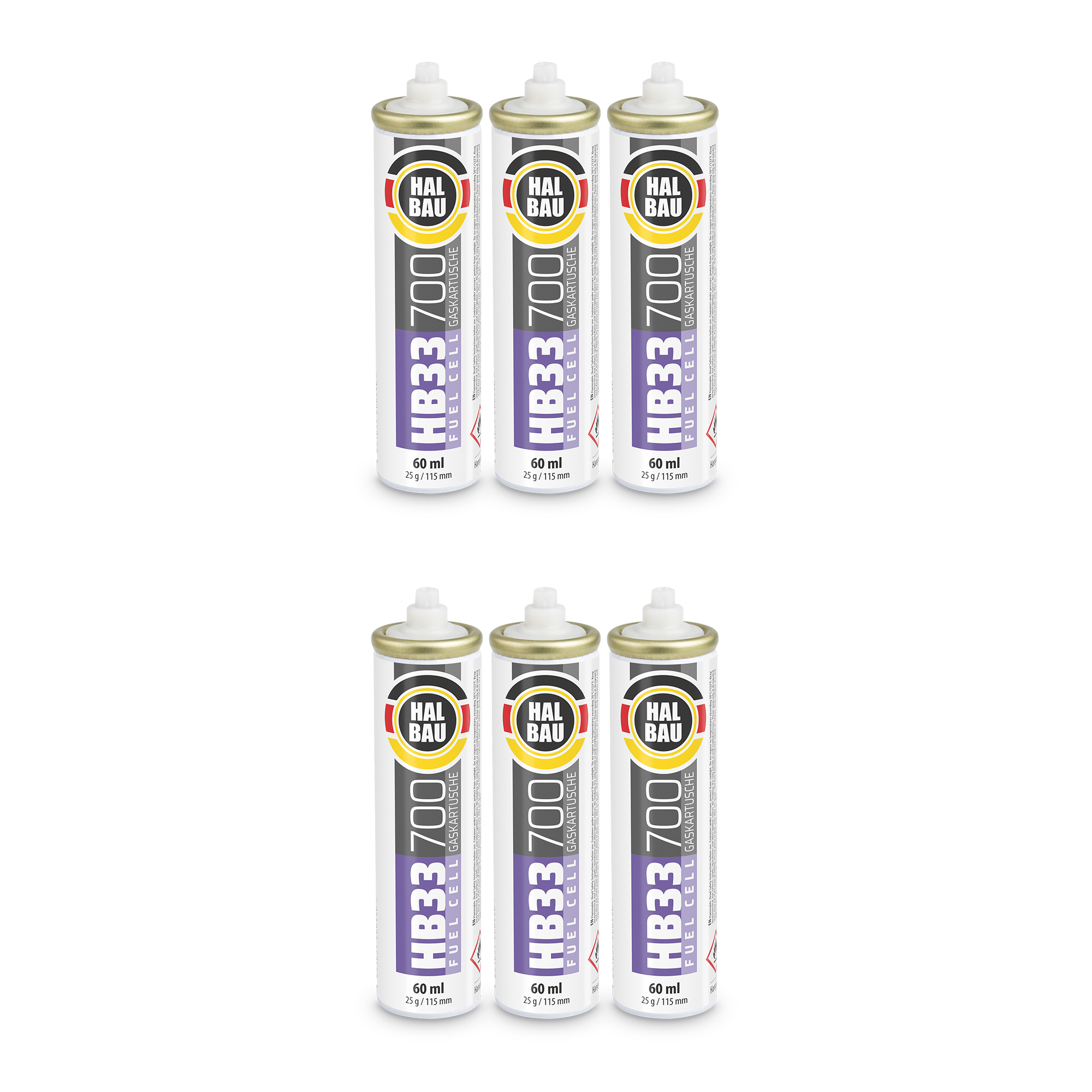 Gaz do Osadzaków i Gwoździarek Gazowych 115mm 56ml 28g 6 szt. Nabój do Gwożdziarek Nabój Gazowy HALBAU HB33