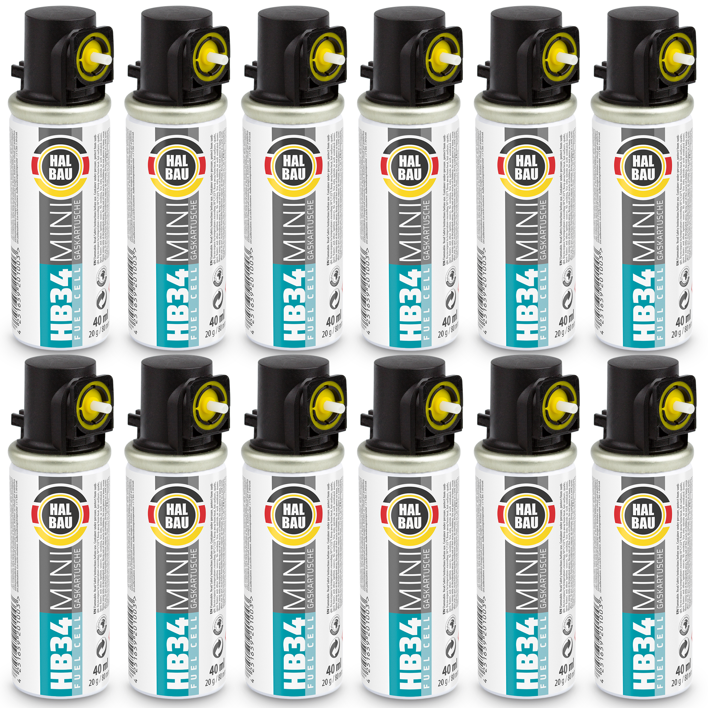 Gaz do Sztyfciarek i Gwoździarek Gazowych 78mm 40ml 20g 12 szt. Nabój do Gwożdziarek Nabój Gazowy HALBAU HB34