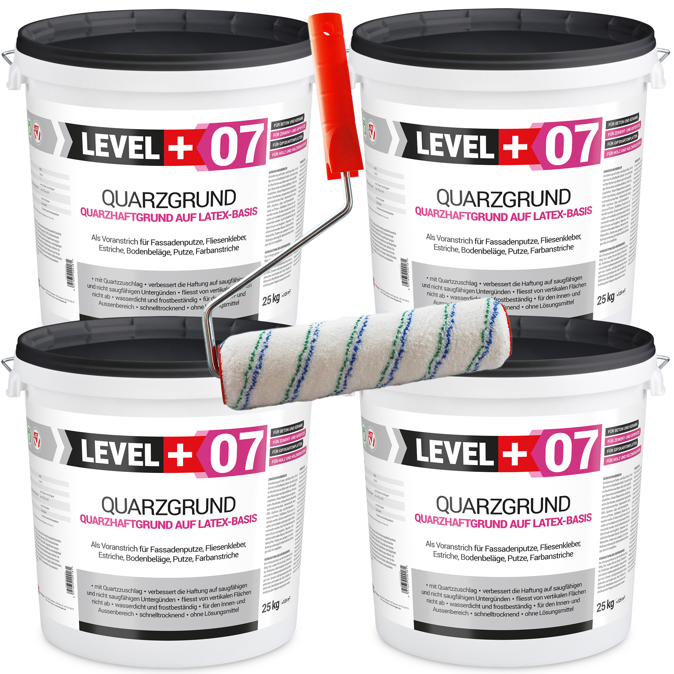 Zestaw Wałek Malarski 25cm + Grunt kwarcowy biały 100kg Grunt szczepny L+07