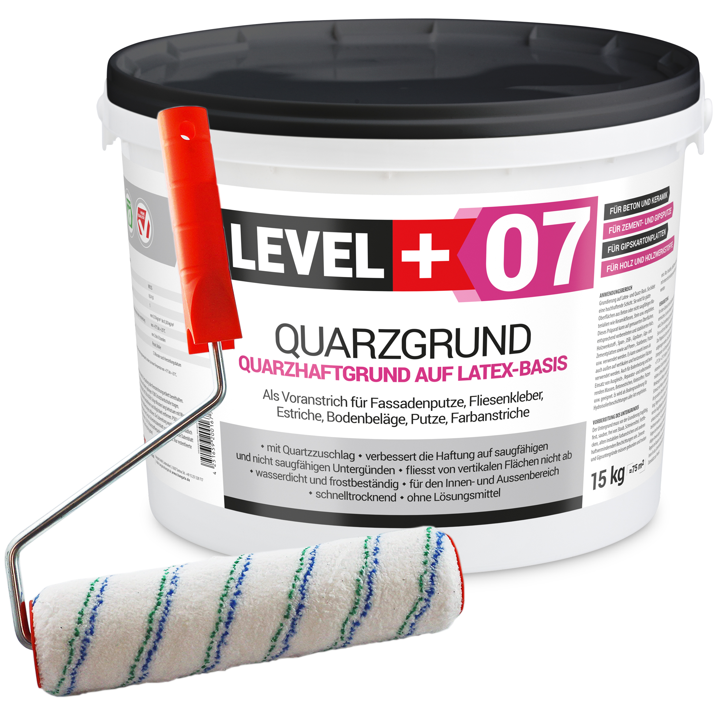 Zestaw Wałek Malarski 25cm + Grunt kwarcowy biały 15kg Grunt szczepny L+07