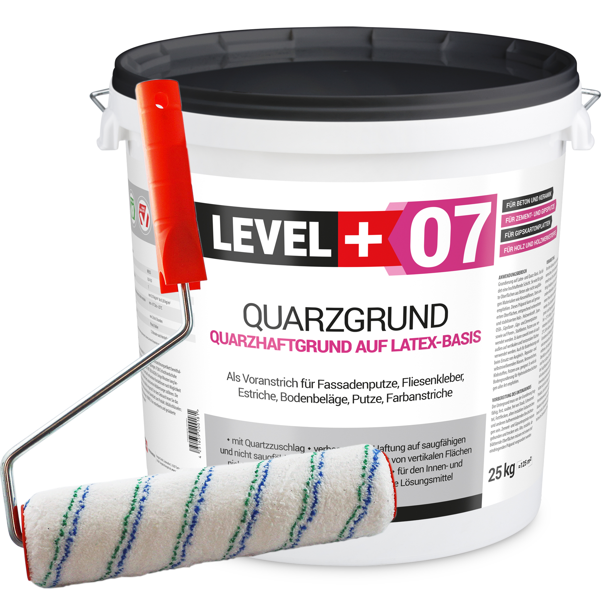 Zestaw Wałek Malarski 25cm + Grunt kwarcowy biały 25kg Grunt szczepny L+07