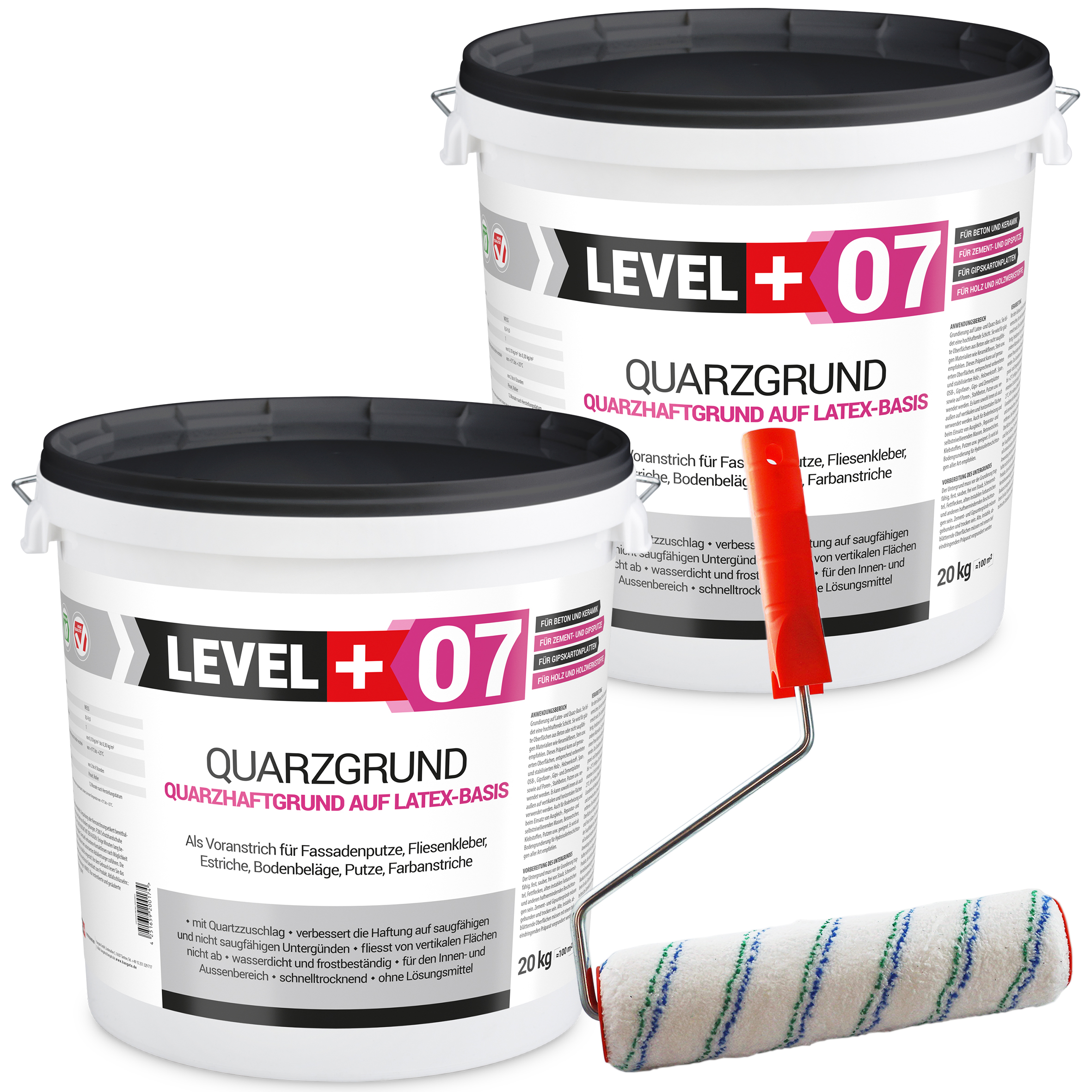 Zestaw Wałek Malarski 25cm + Grunt kwarcowy biały 40kg Grunt szczepny L+07