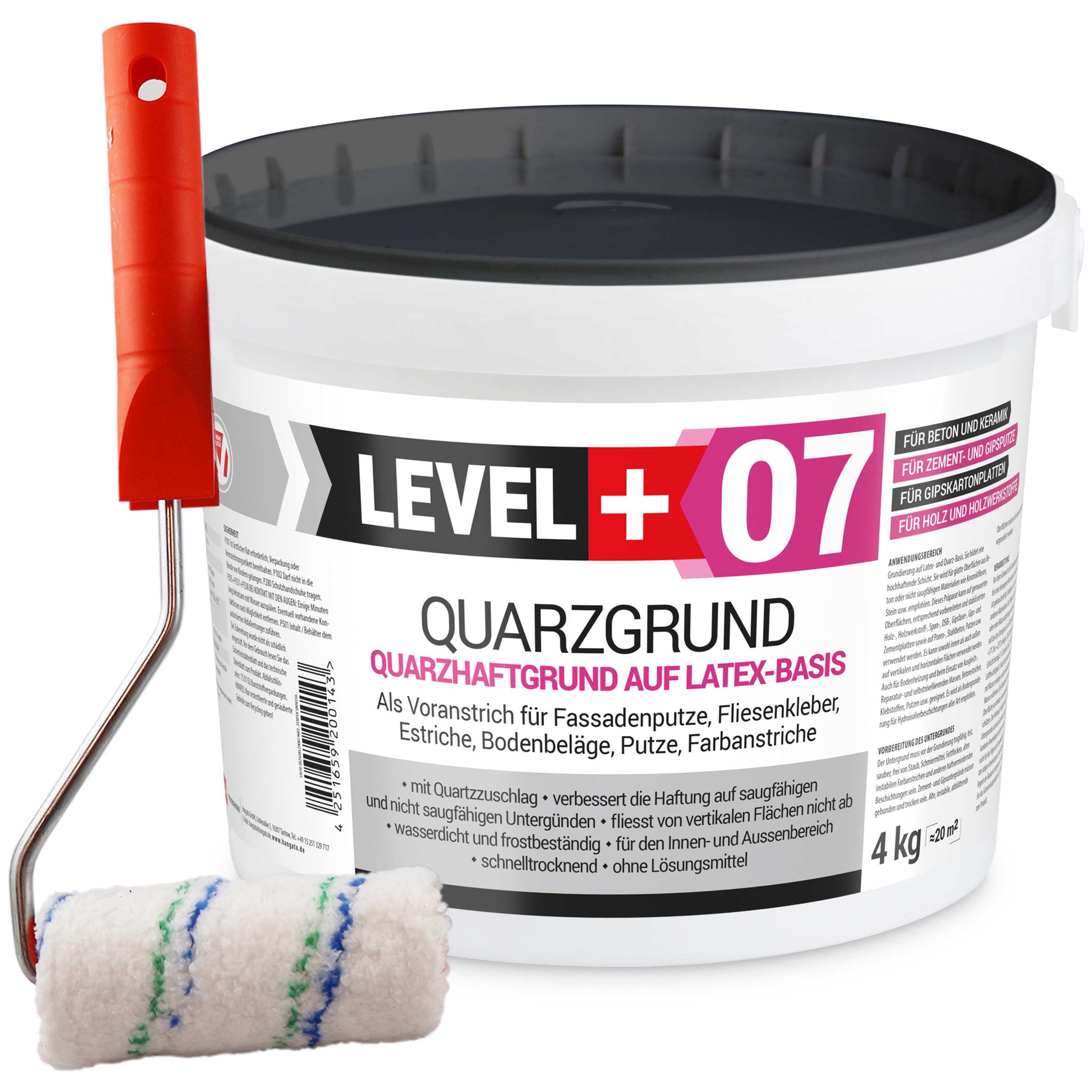 Zestaw Wałek Malarski 10cm + Grunt kwarcowy biały 4kg Grunt szczepny L+07