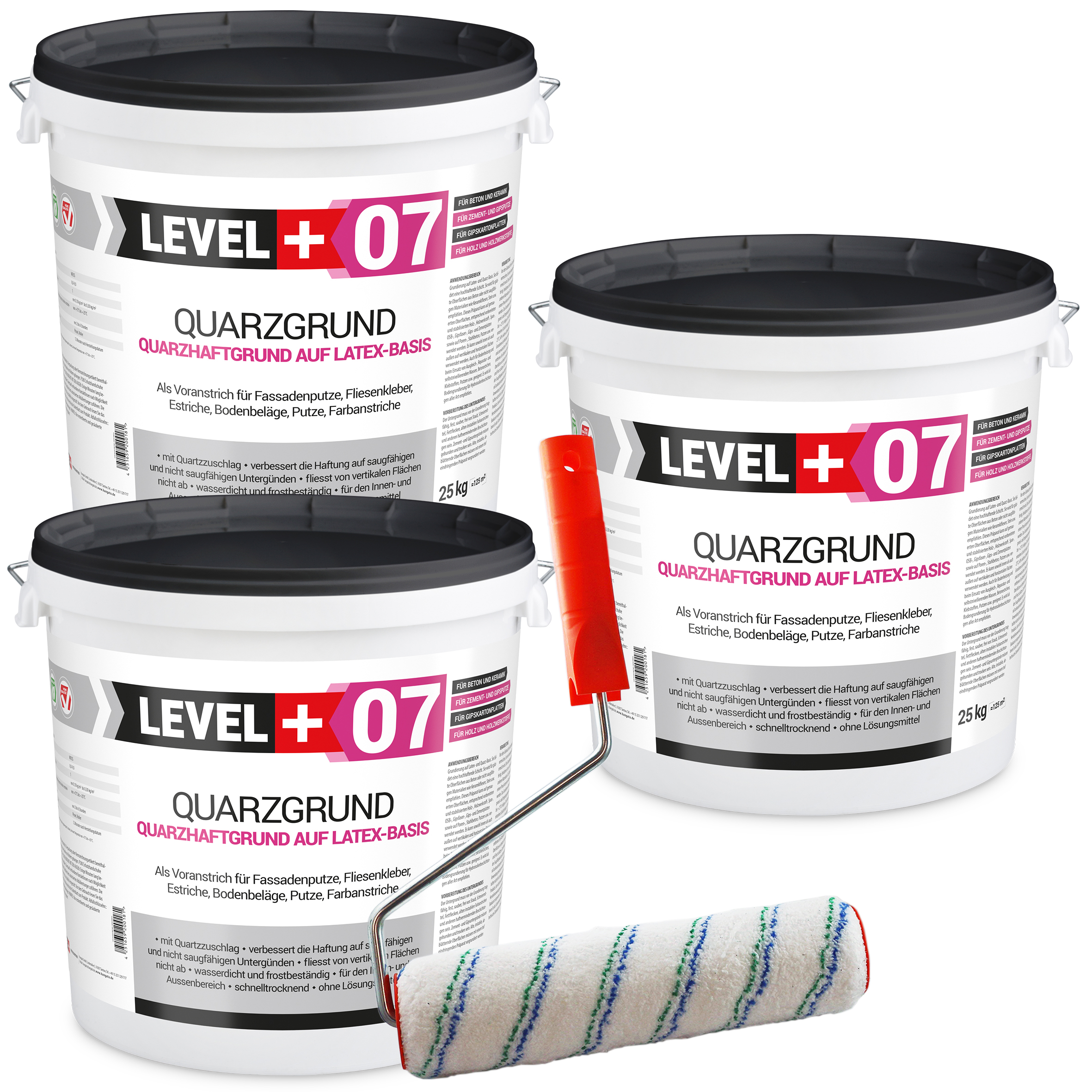 Zestaw Wałek Malarski 25cm + Grunt kwarcowy biały 75kg Grunt szczepny L+07