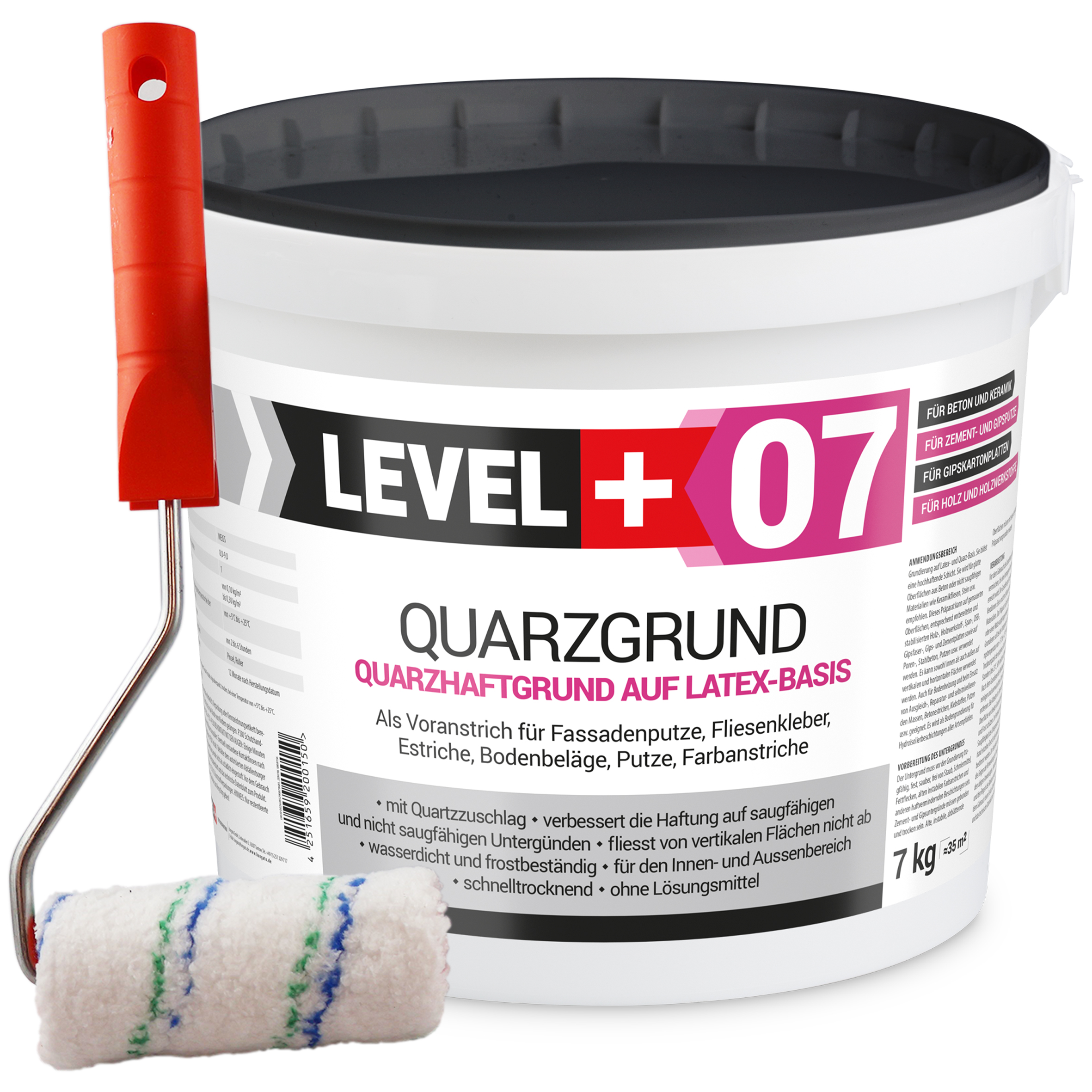 Zestaw Wałek Malarski 10cm + Grunt kwarcowy biały 7kg Grunt szczepny L+07