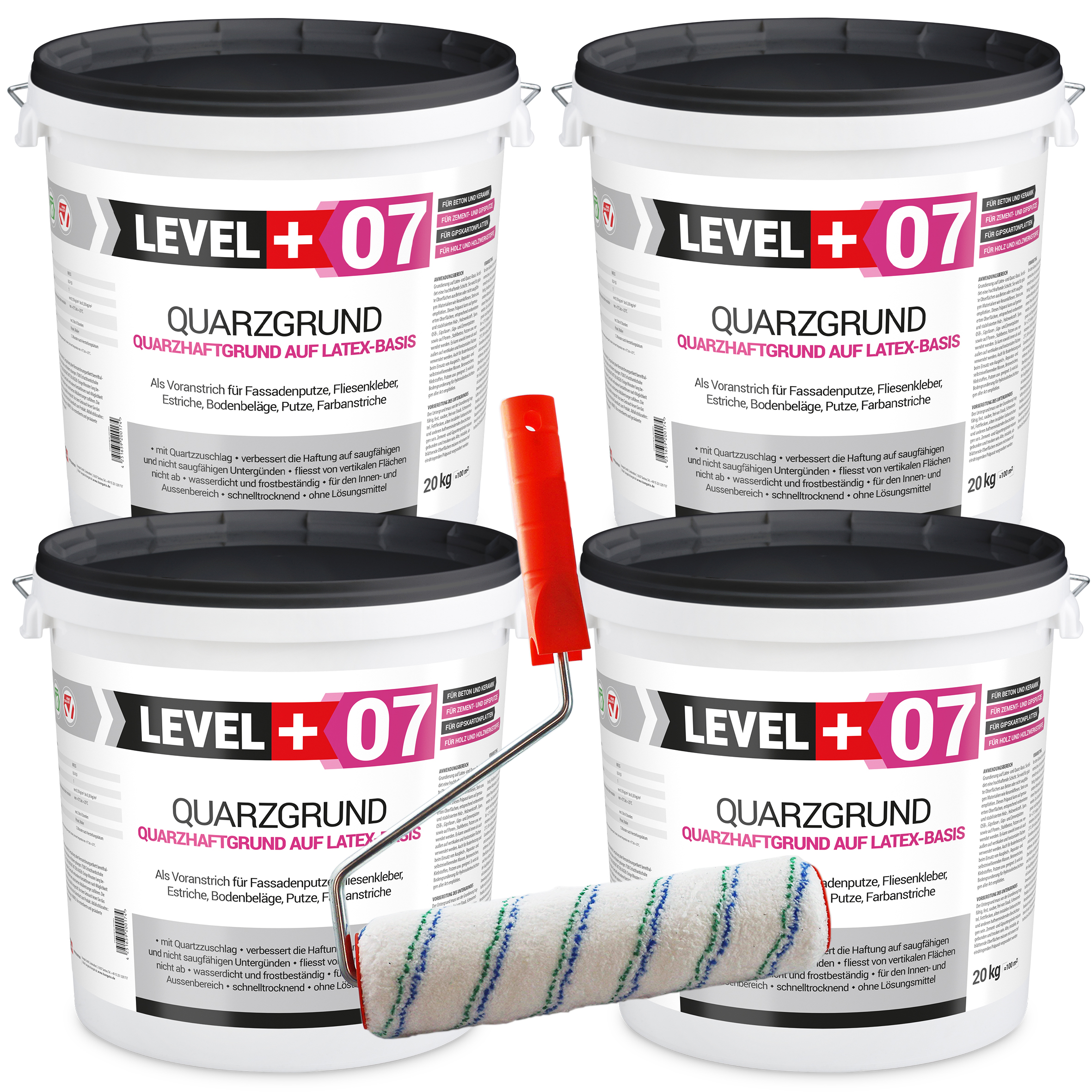 Zestaw Wałek Malarski 25cm + Grunt kwarcowy biały 80kg Grunt szczepny L+07