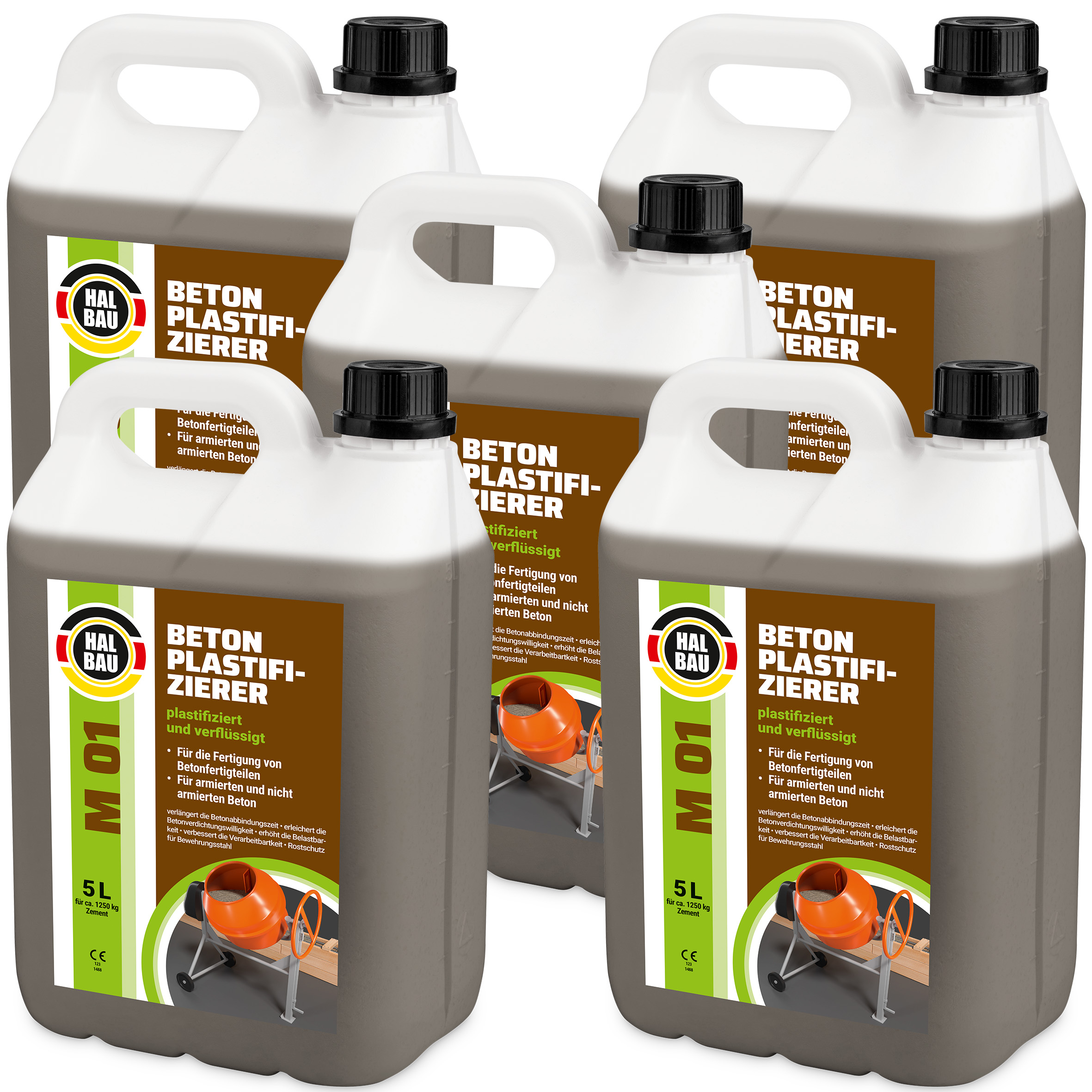 Plastyfikator do betonu 25L Domieszka do betonu Ochrona przed rdzą stali zbrojeniowej HALBAU M01