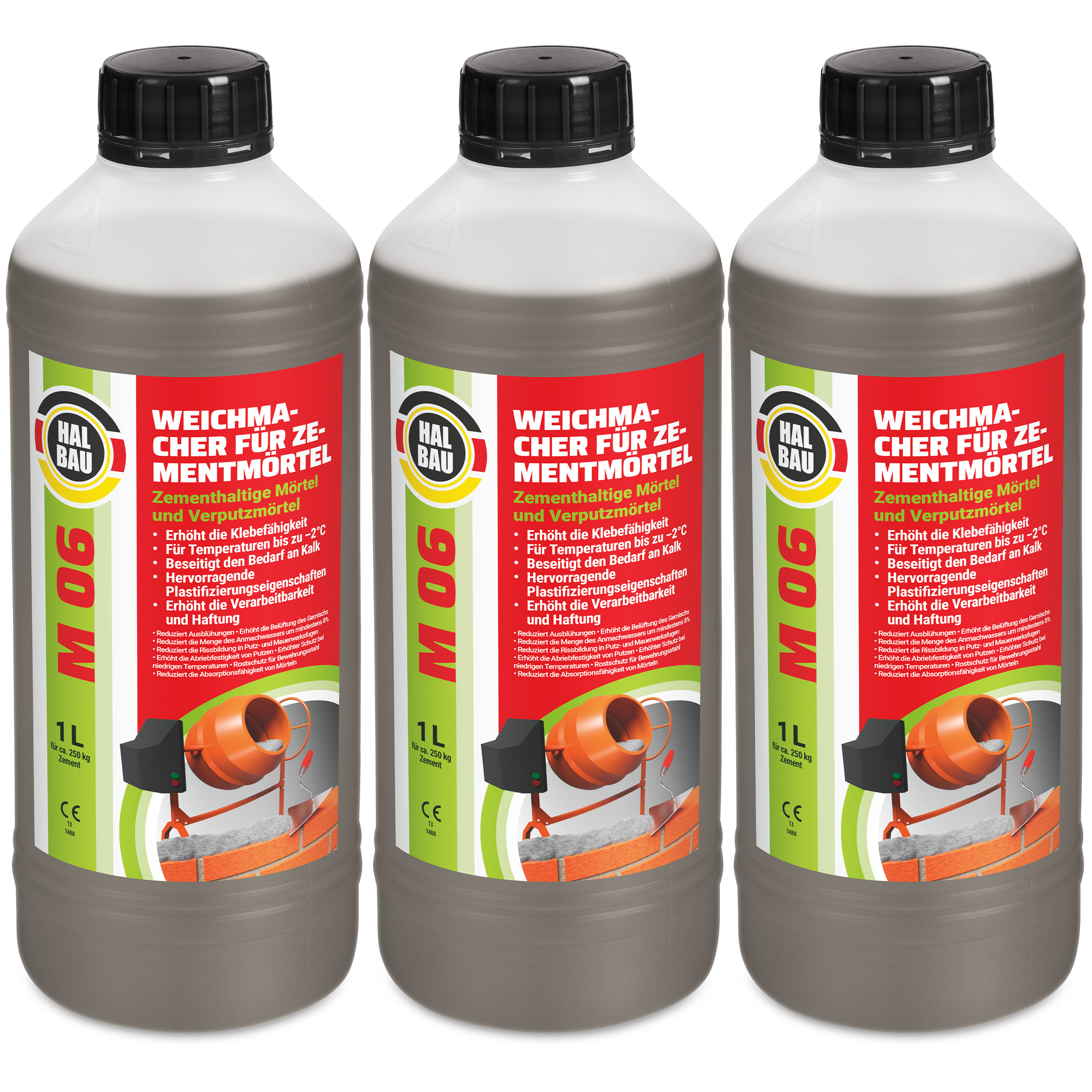 Plastyfikator do zapraw budowlanych 3L Zastępuje wapno w zaprawach murarskich i tynkarskich Dla temperatur do -2°C HALBAU M06