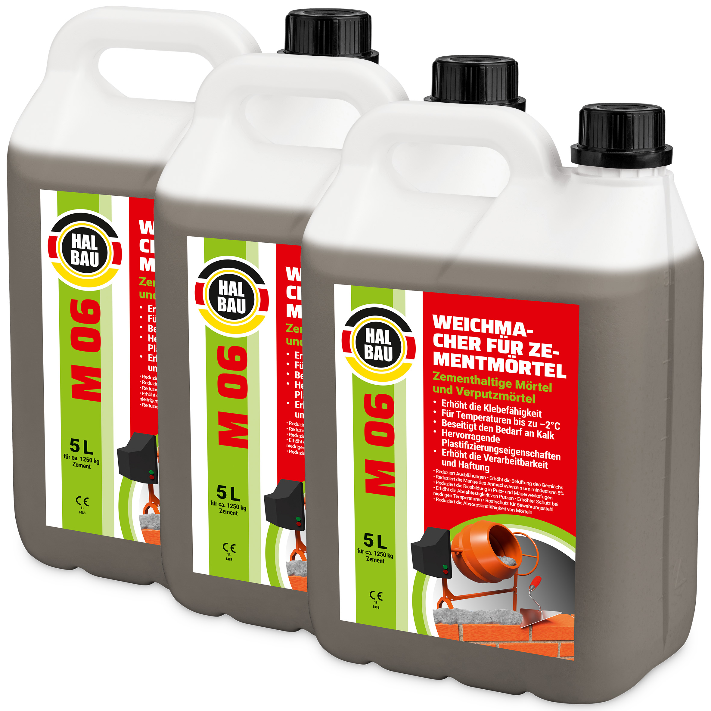 Plastyfikator do zapraw budowlanych 15L Zastępuje wapno w zaprawach murarskich i tynkarskich Dla temperatur do -2°C HALBAU M06